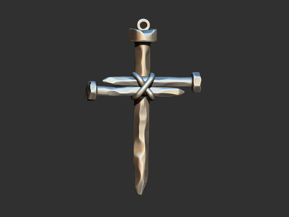 Rustic Nail Cross 3D print model_7