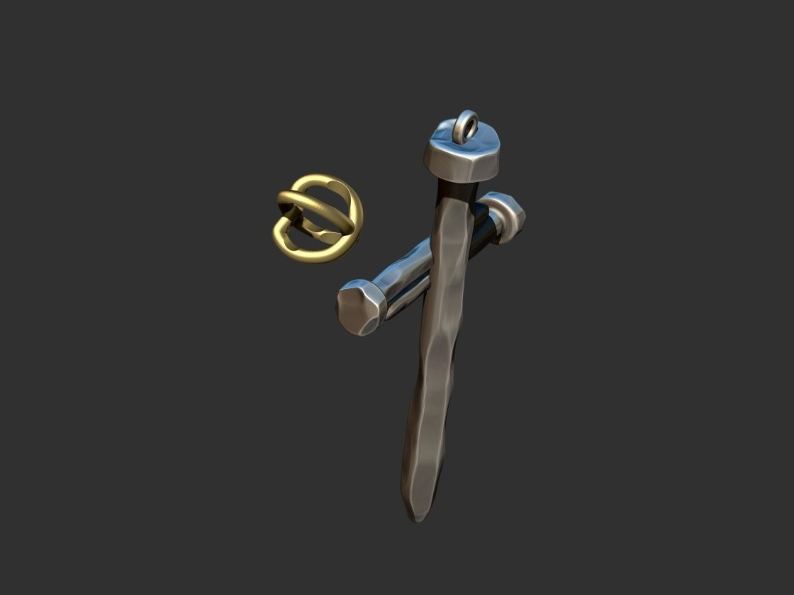 Rustic Nail Cross 3D print model_4