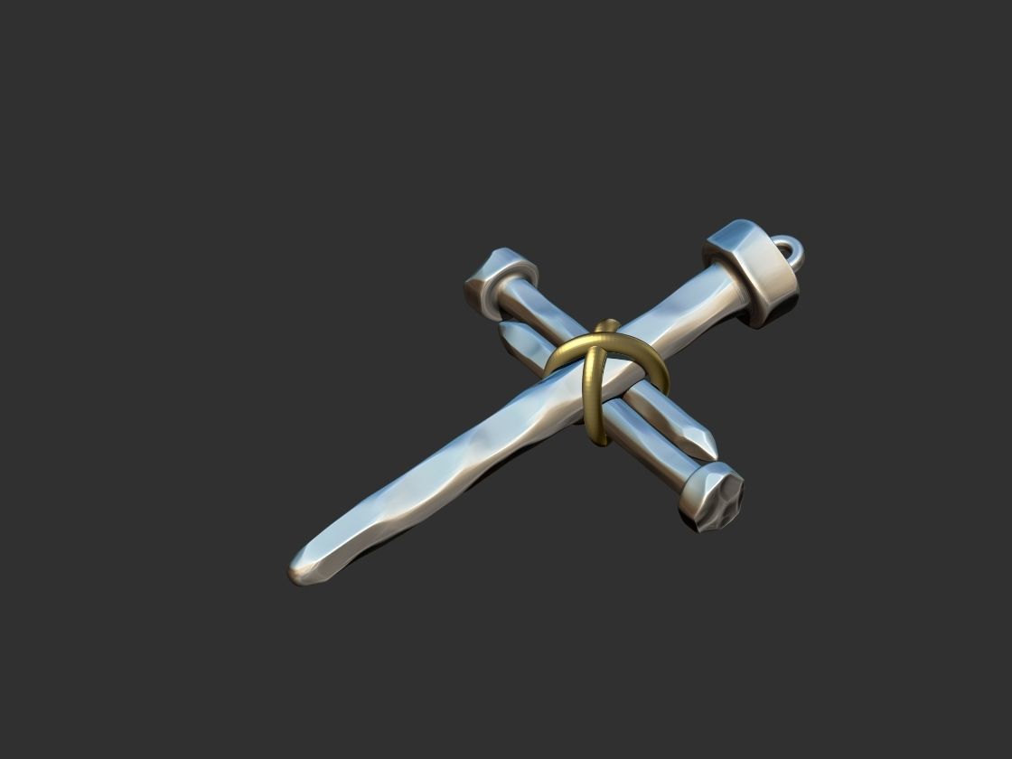 Rustic Nail Cross 3D print model_14