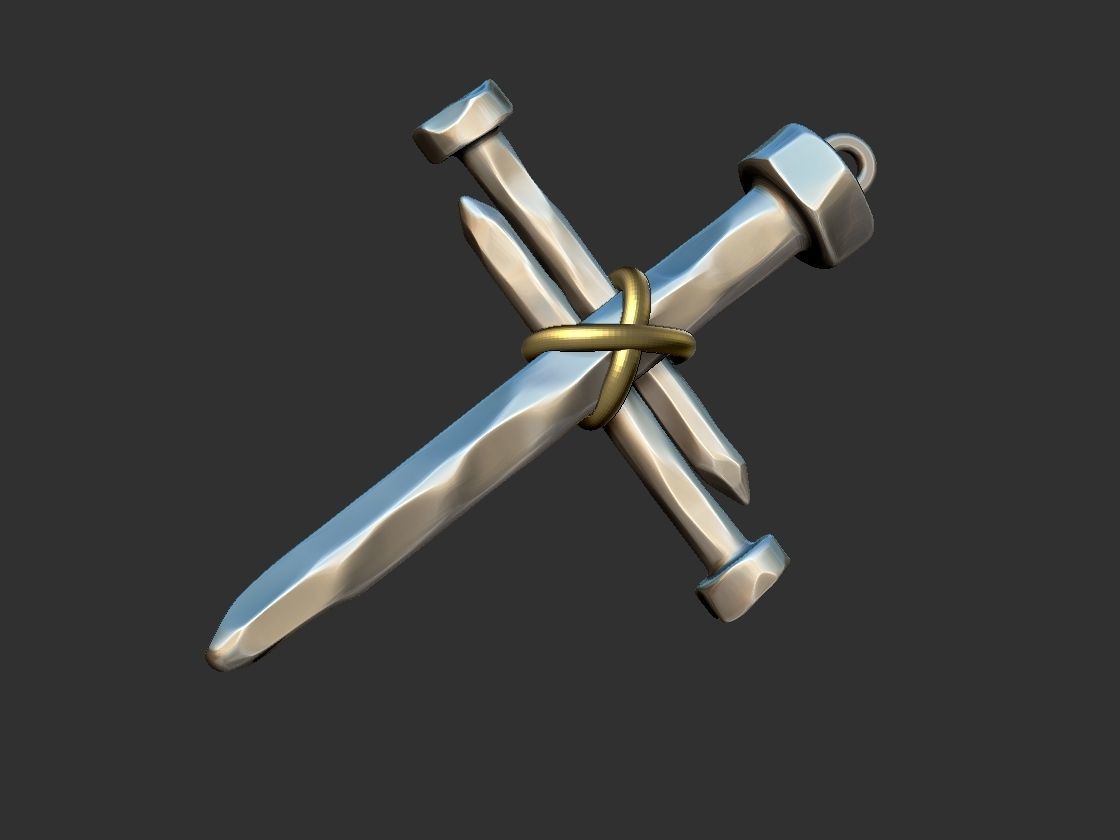 Rustic Nail Cross 3D print model_16