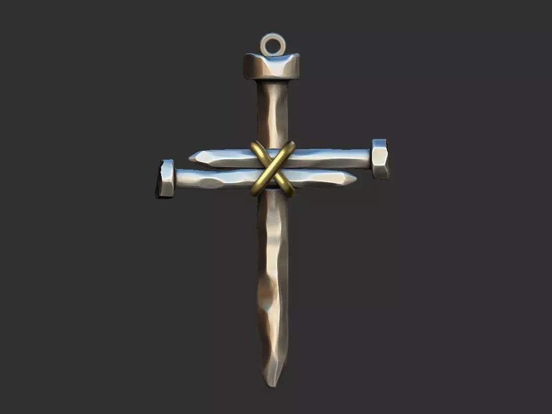 Rustic Nail Cross 3D print model_0
