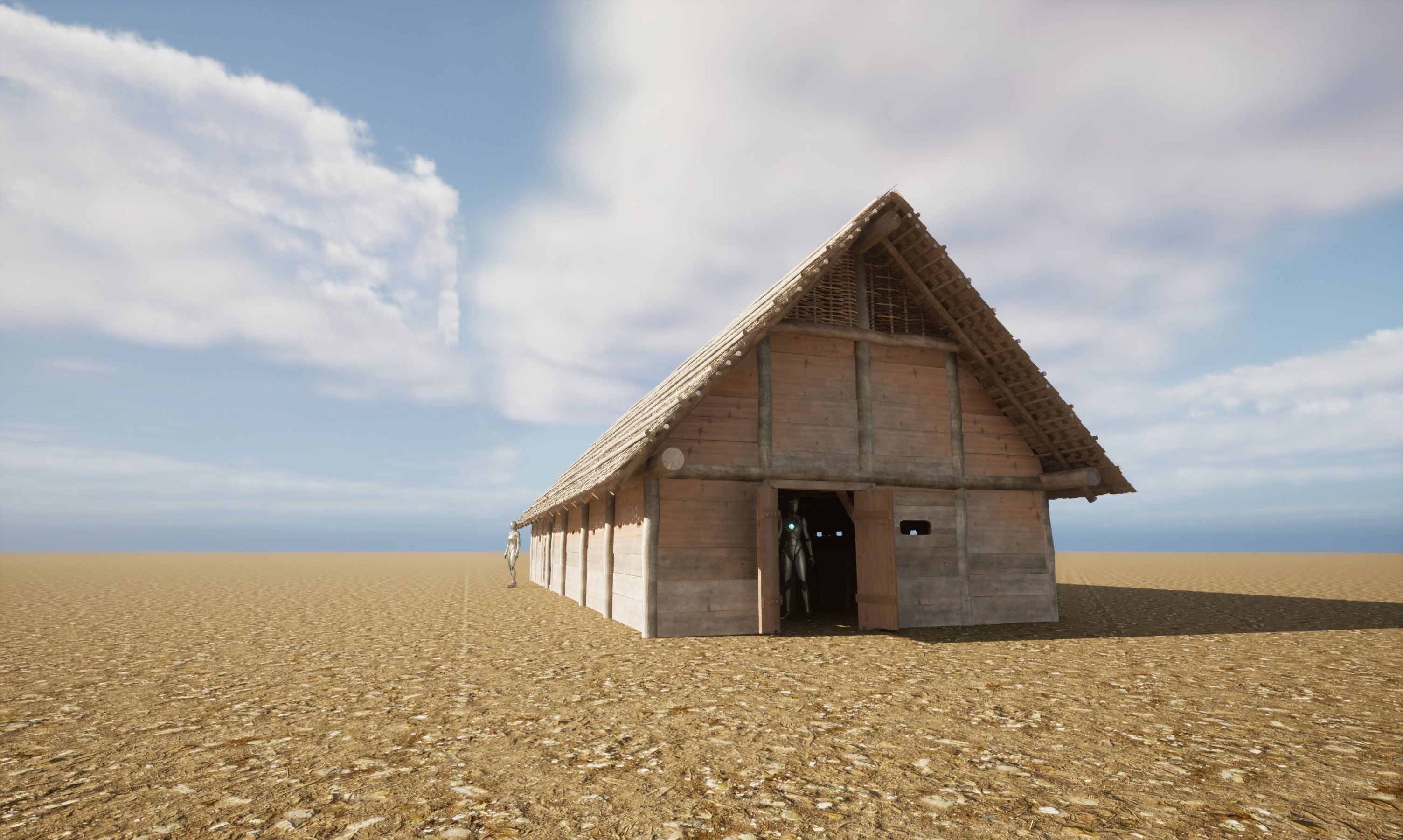 Enterable medieval byre-dwelling Low-poly 3D model_26