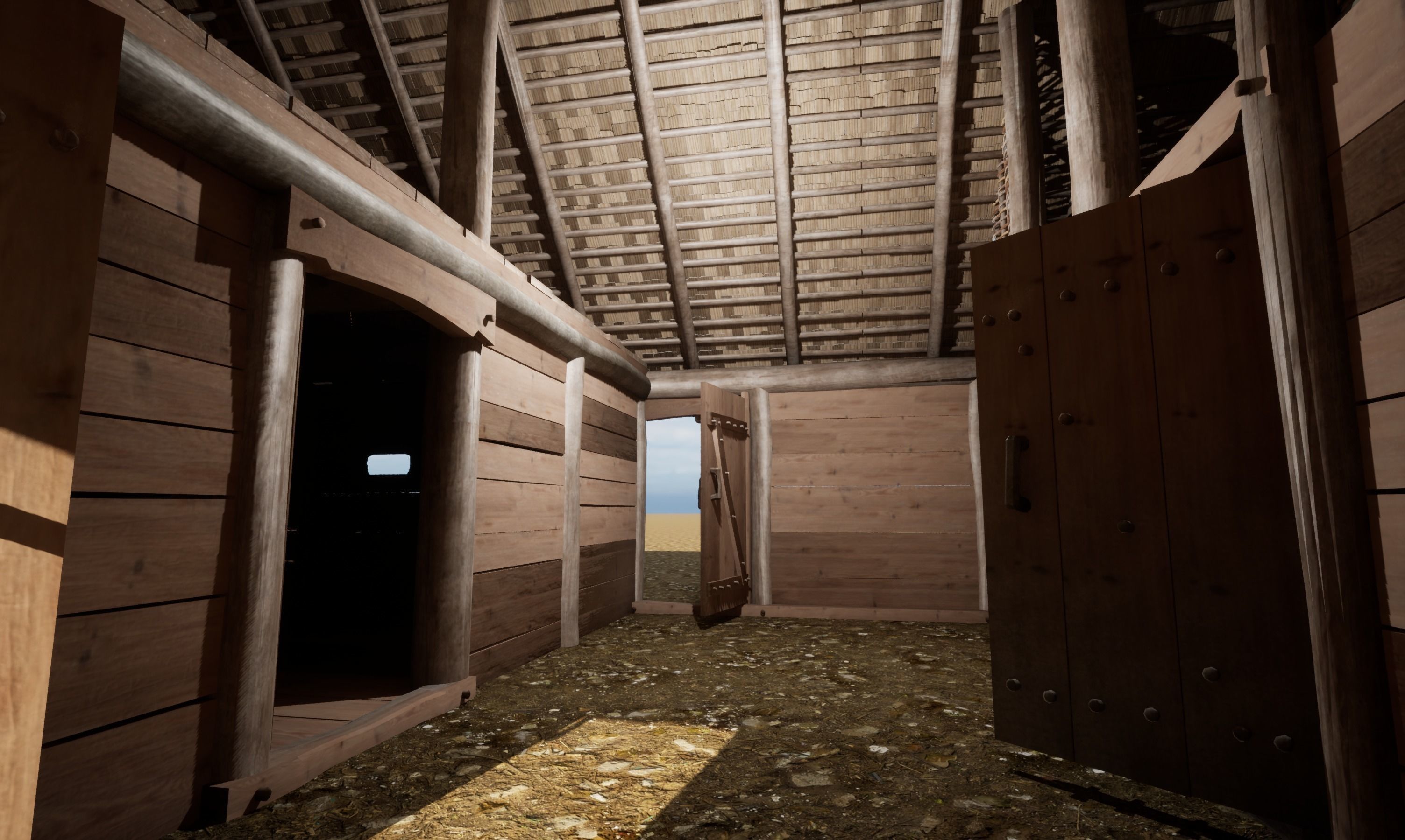 Enterable medieval byre-dwelling Low-poly 3D model_34
