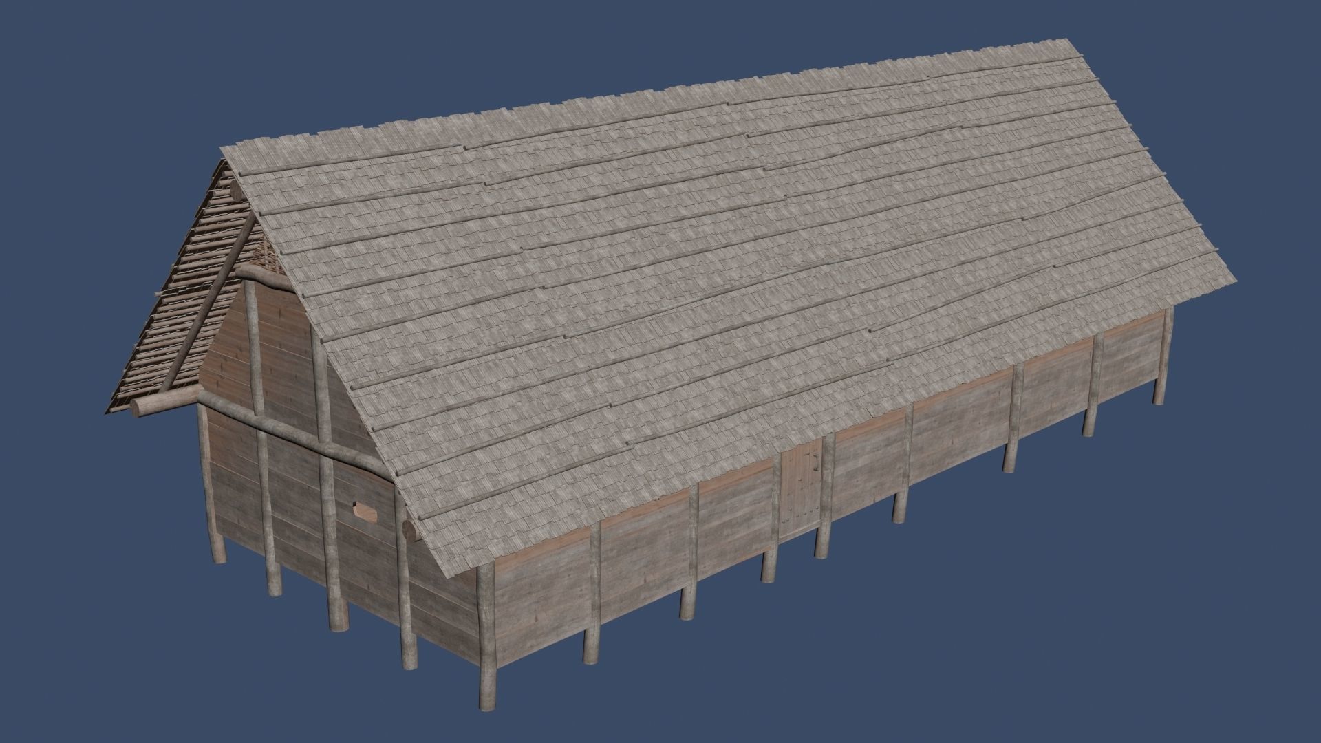 Enterable medieval byre-dwelling Low-poly 3D model_51