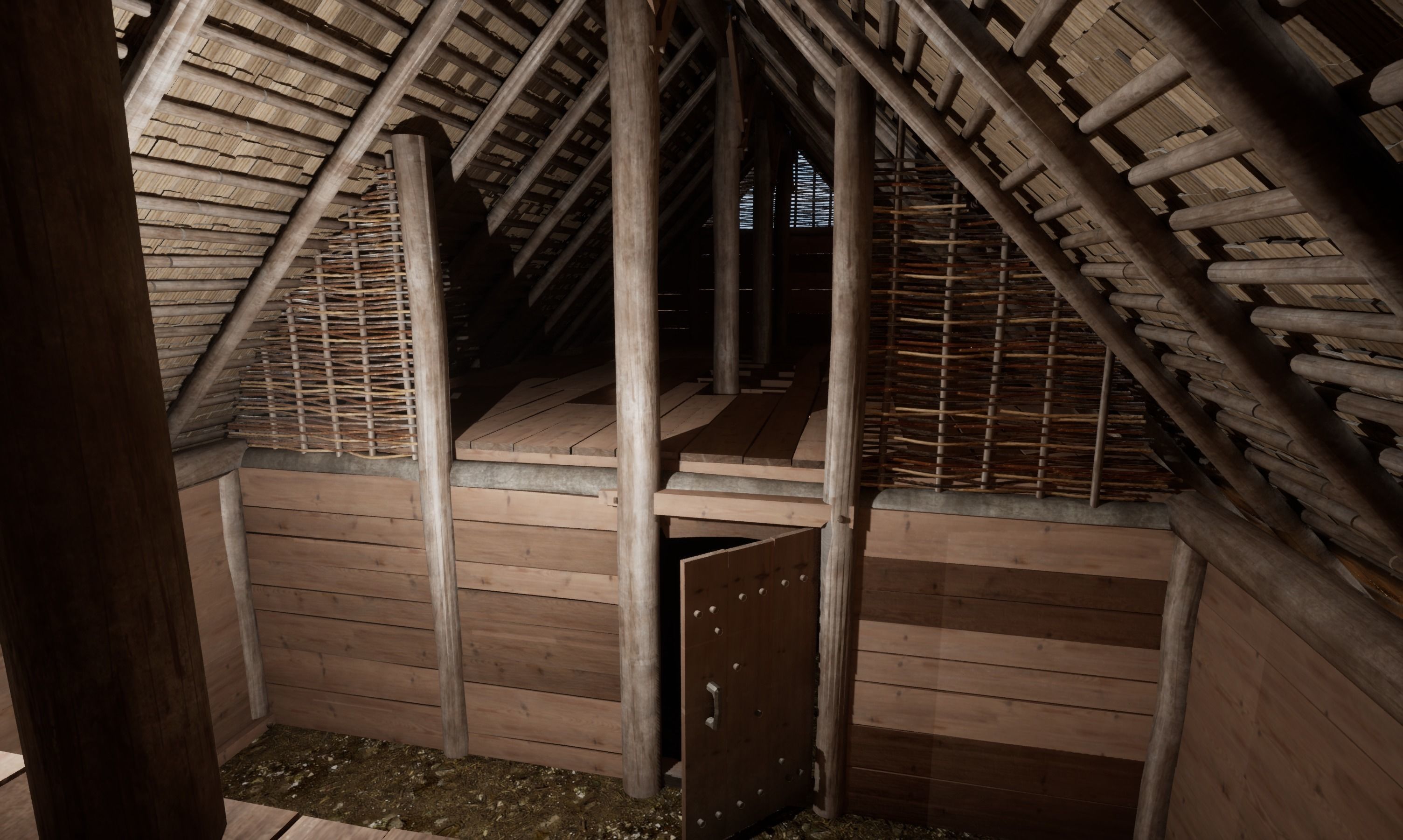Enterable medieval byre-dwelling Low-poly 3D model_38