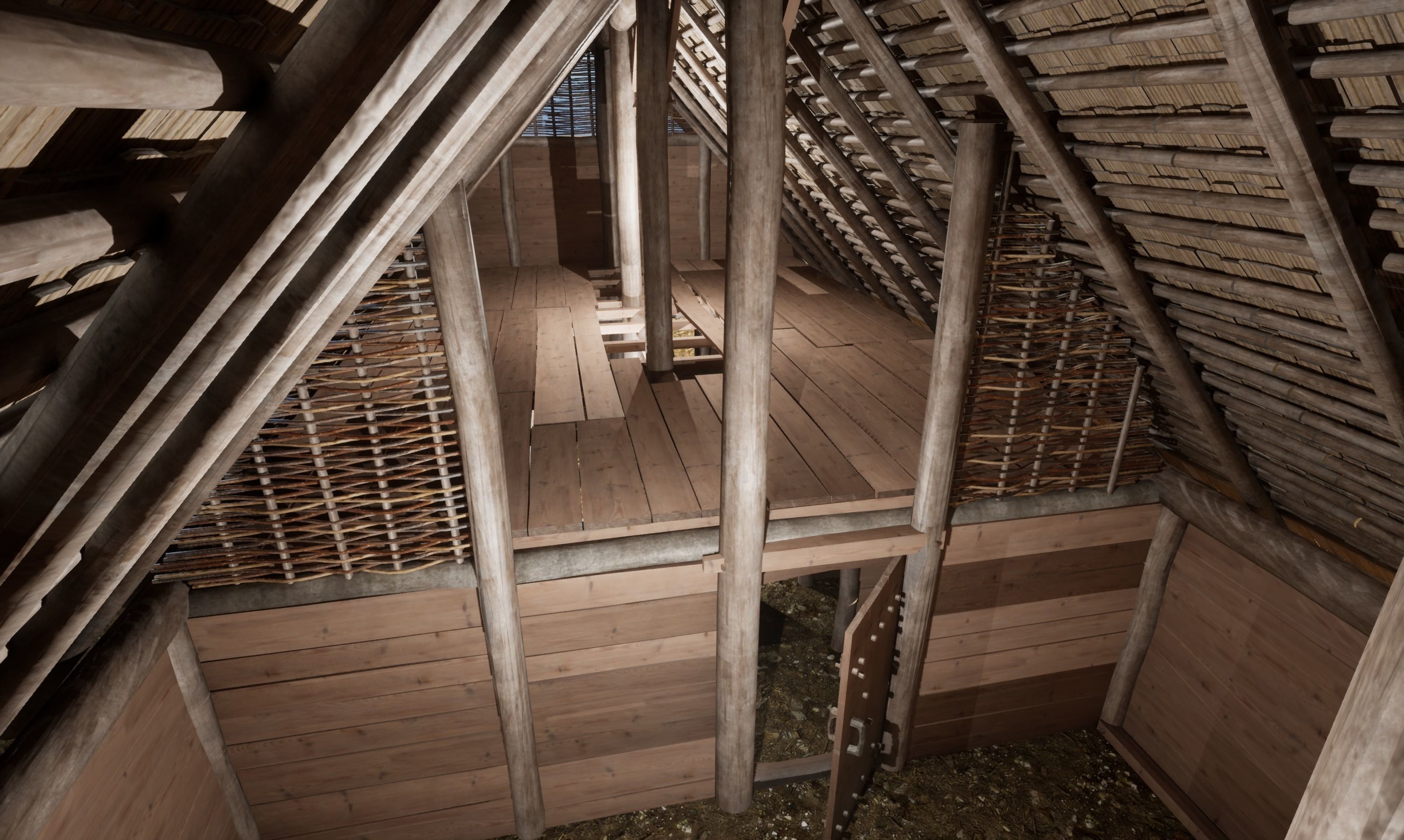 Enterable medieval byre-dwelling Low-poly 3D model_6