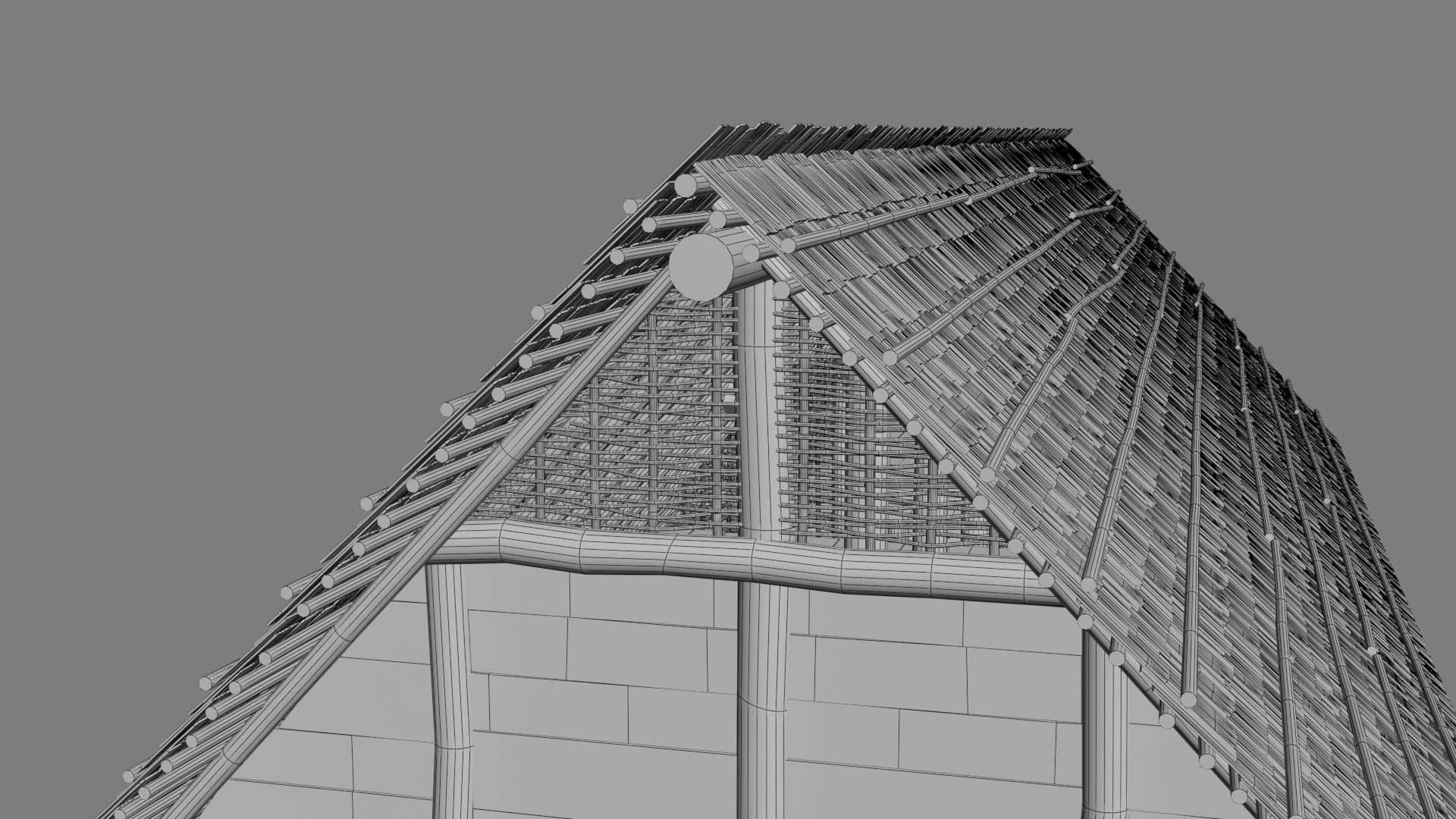 Enterable medieval byre-dwelling Low-poly 3D model_49