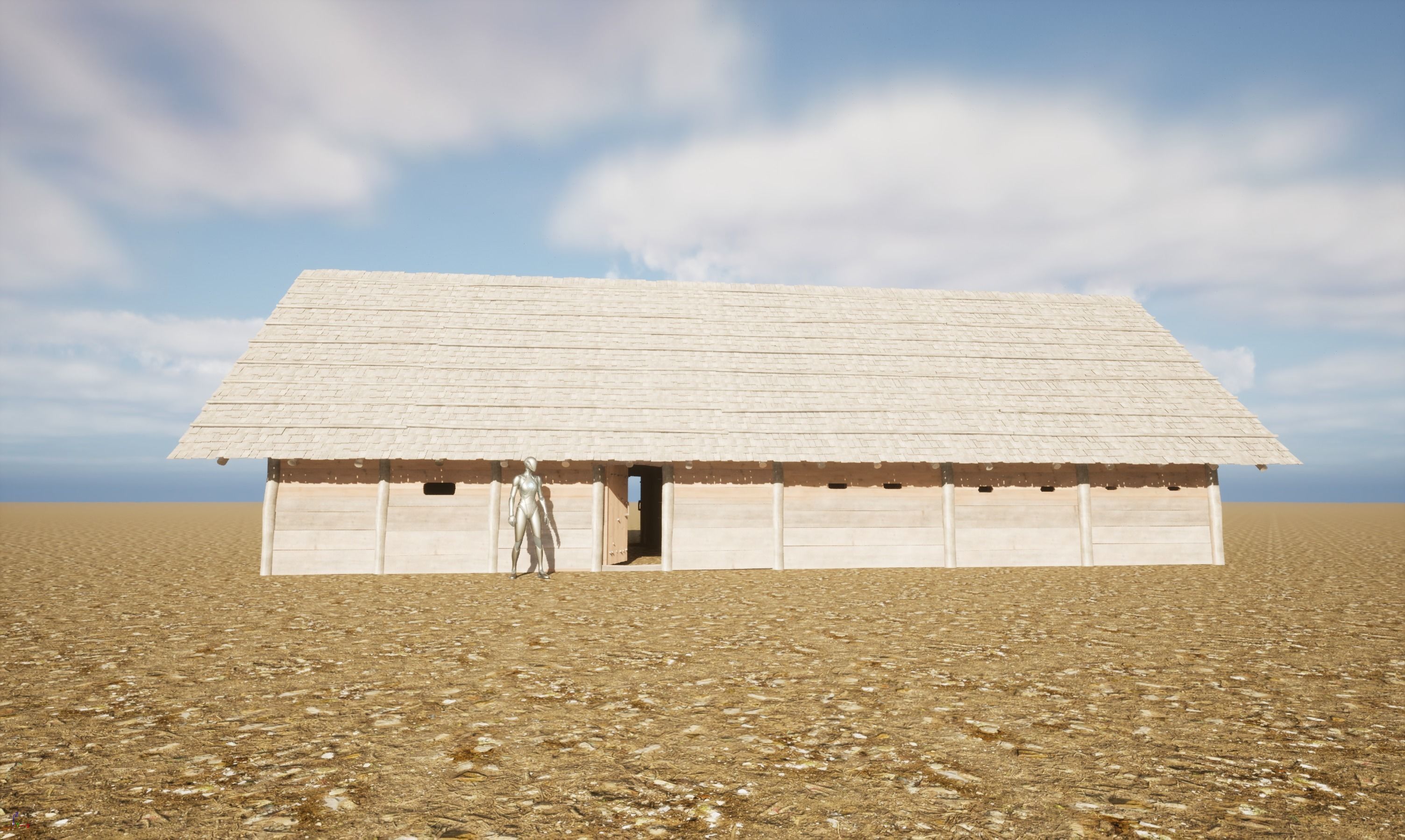 Enterable medieval byre-dwelling Low-poly 3D model_24
