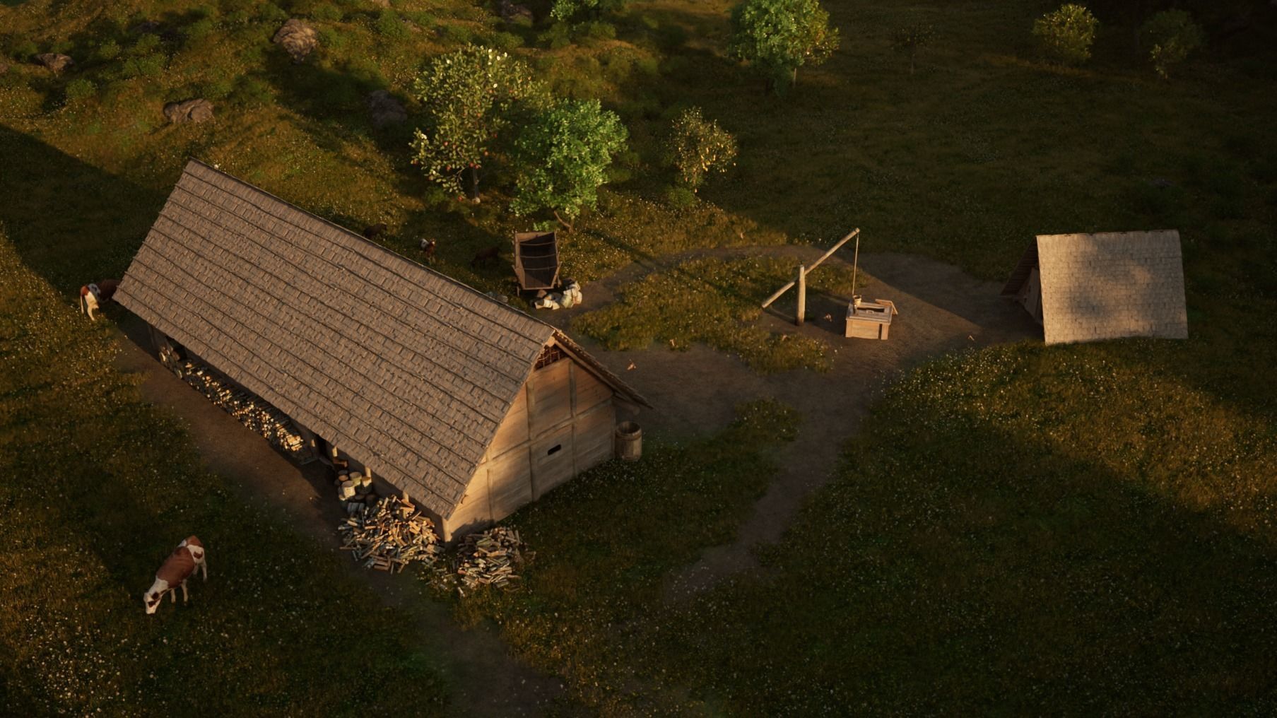 Enterable medieval byre-dwelling Low-poly 3D model_4