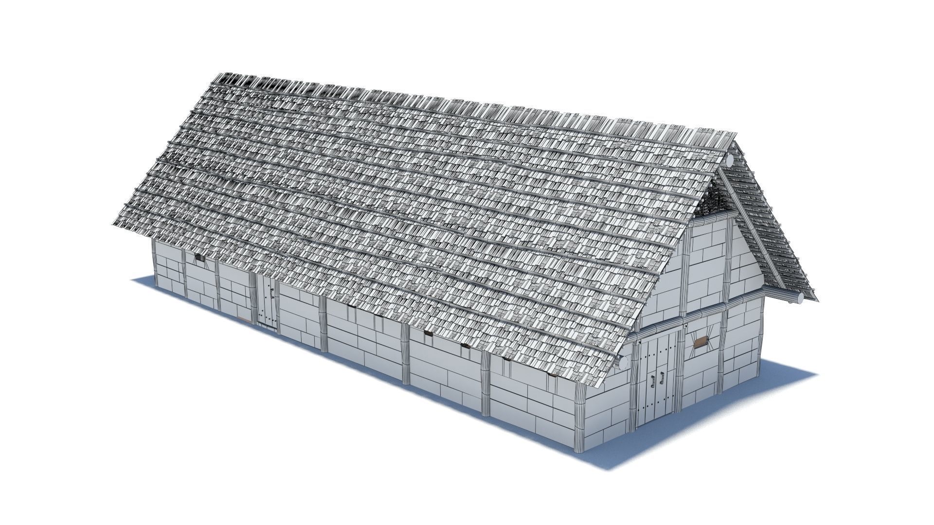 Enterable medieval byre-dwelling Low-poly 3D model_46