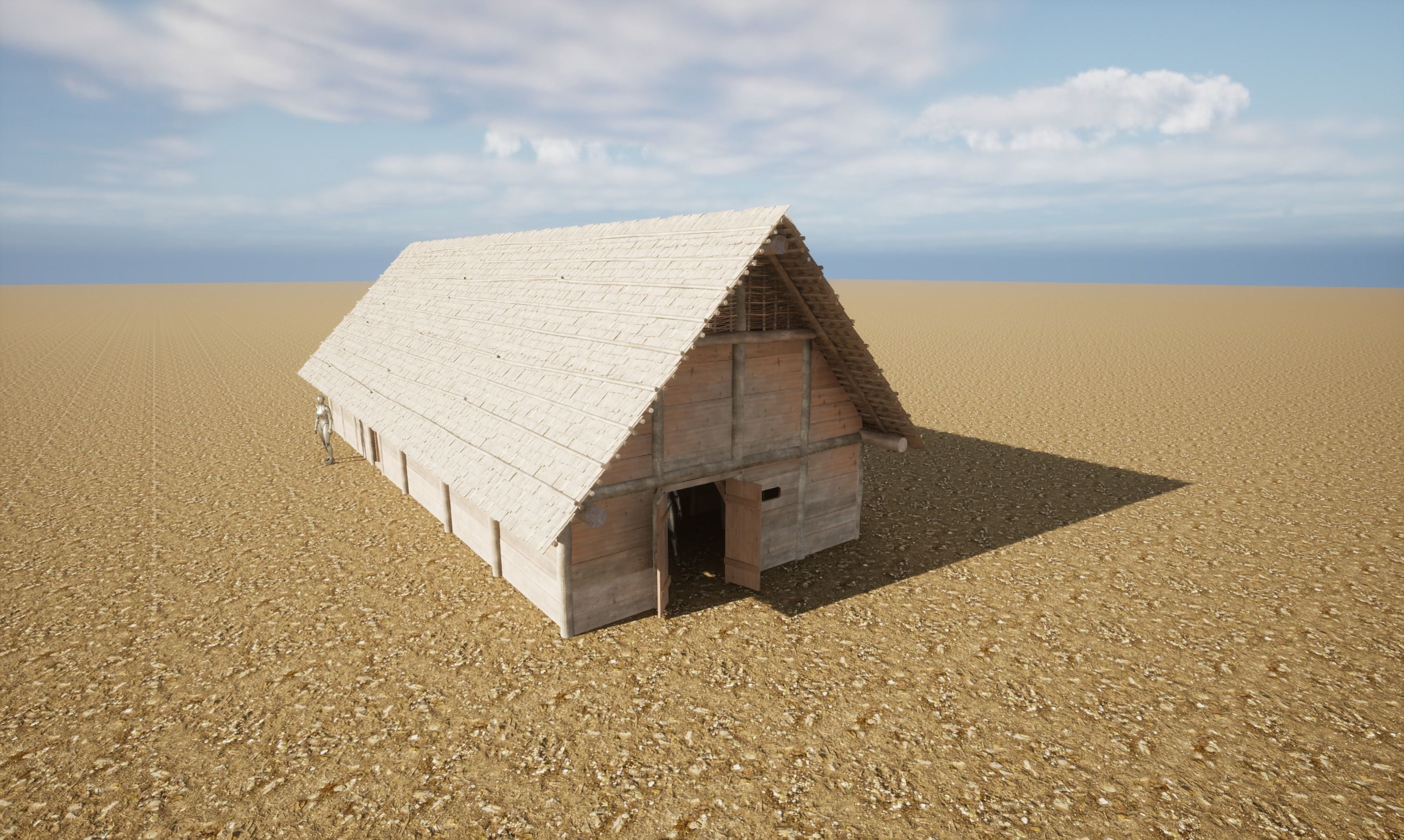 Enterable medieval byre-dwelling Low-poly 3D model_28
