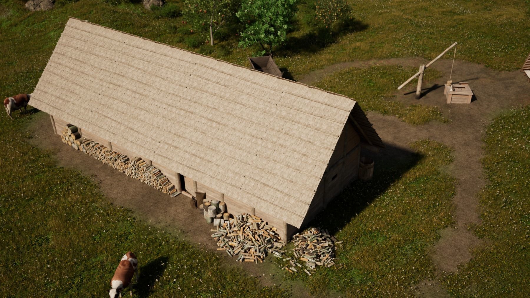 Enterable medieval byre-dwelling Low-poly 3D model_17