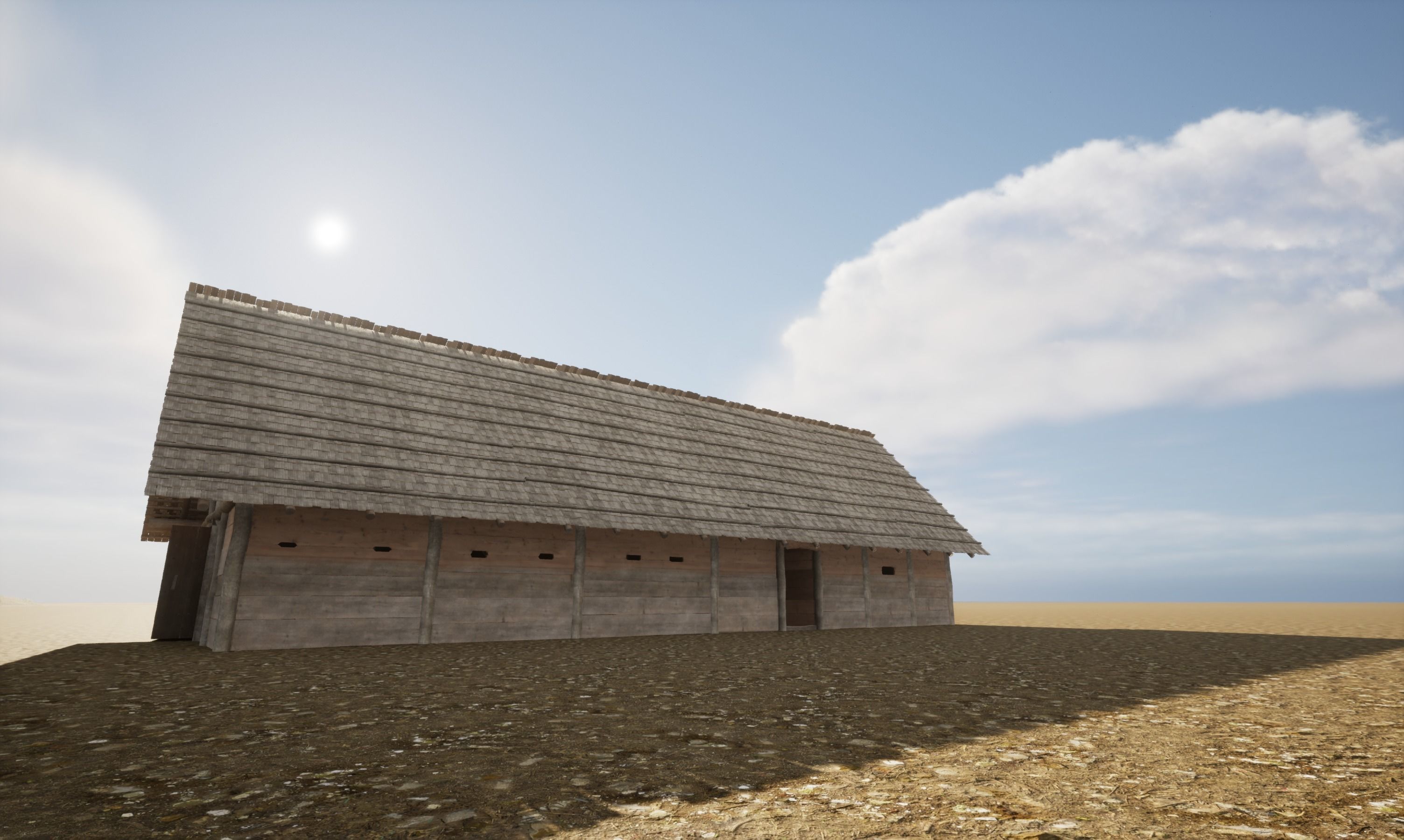Enterable medieval byre-dwelling Low-poly 3D model_27