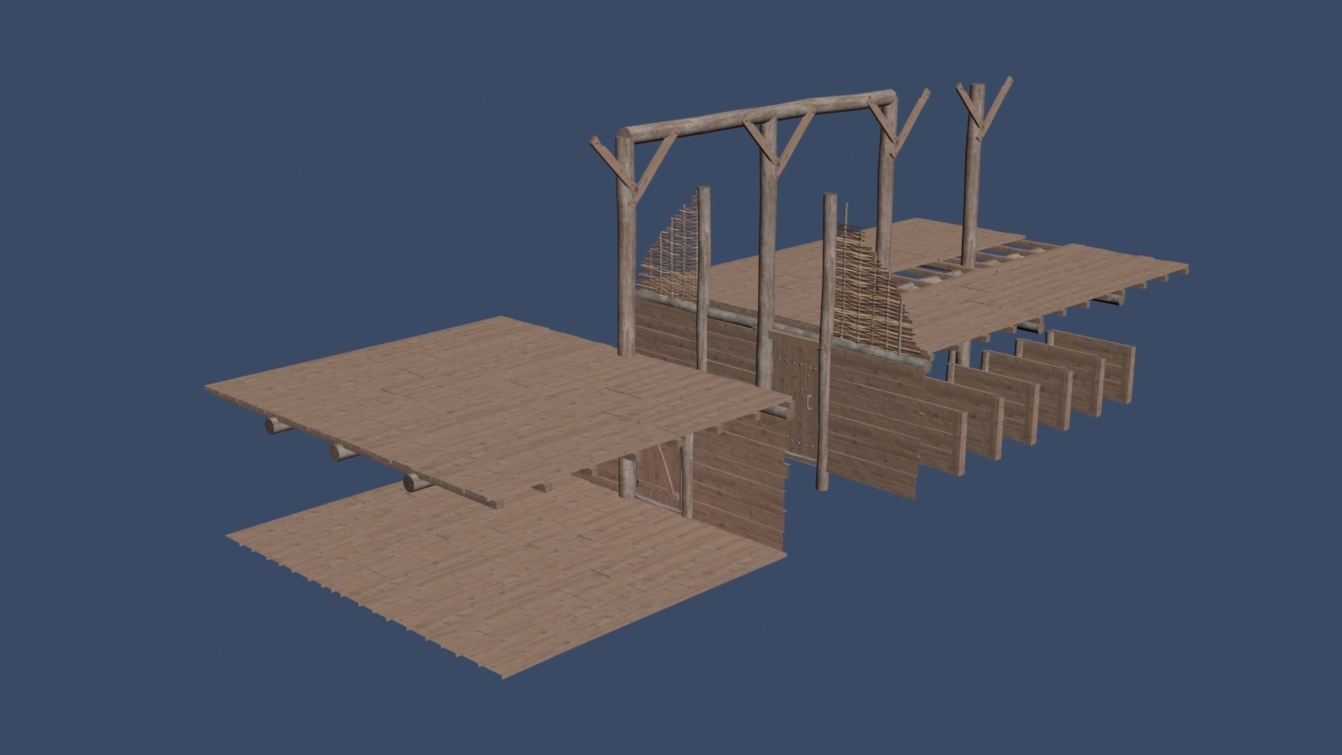 Enterable medieval byre-dwelling Low-poly 3D model_52
