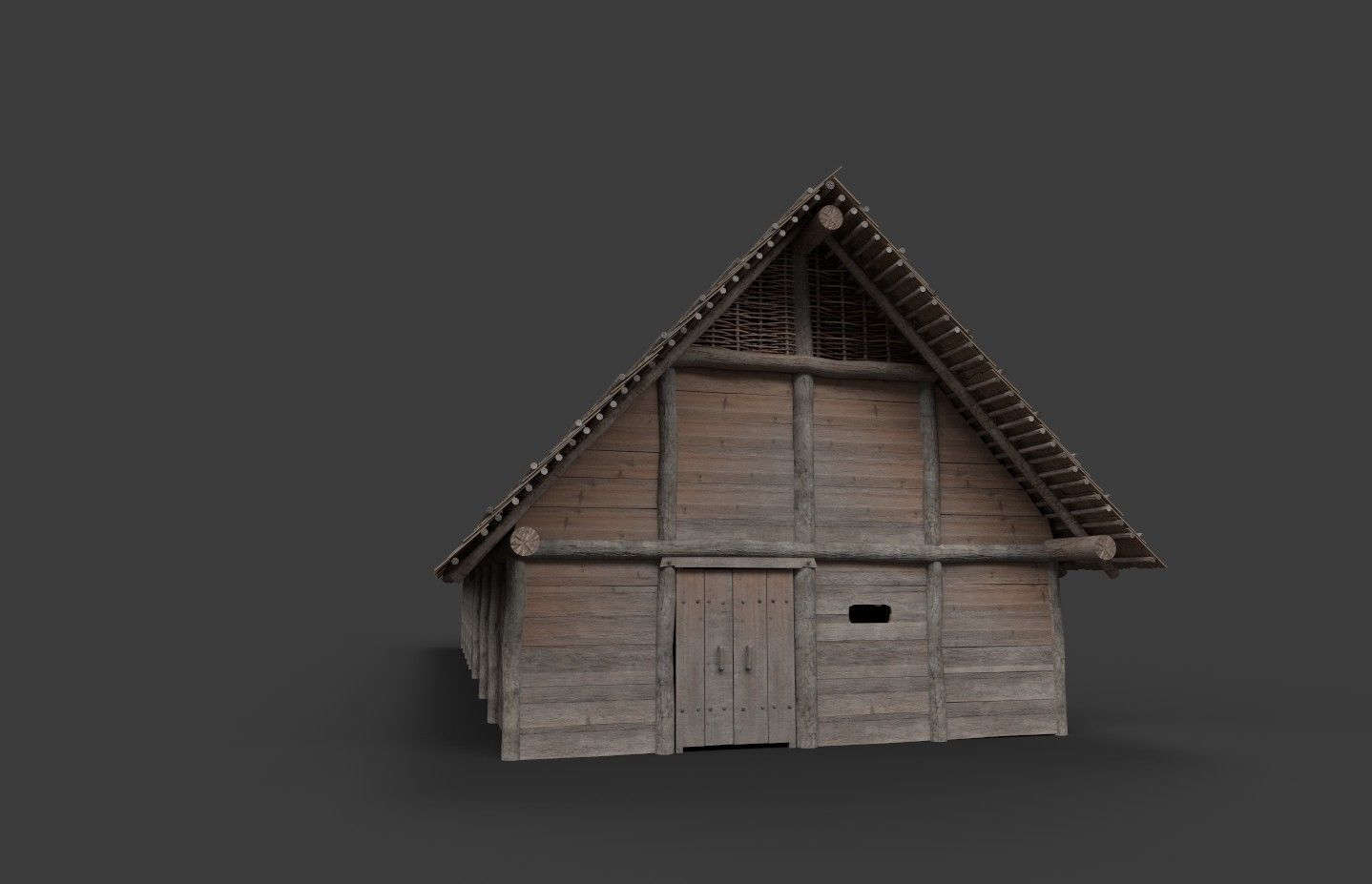 Enterable medieval byre-dwelling Low-poly 3D model_16