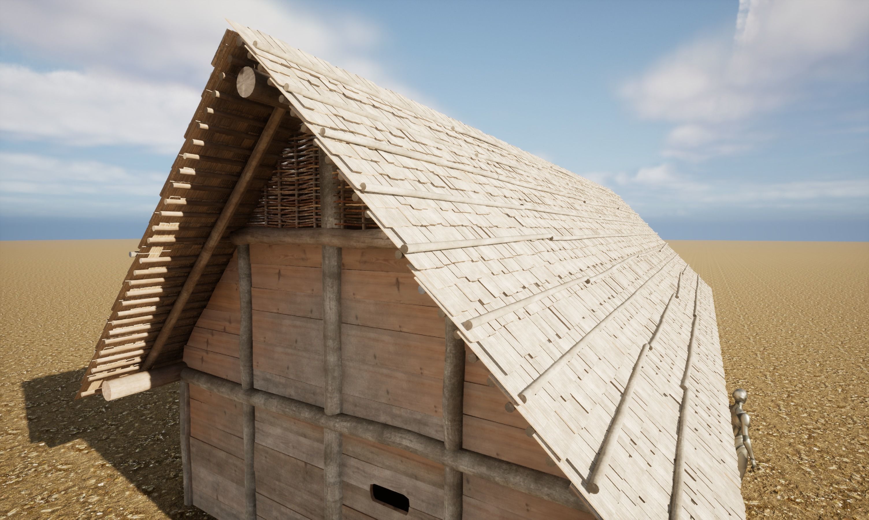 Enterable medieval byre-dwelling Low-poly 3D model_31