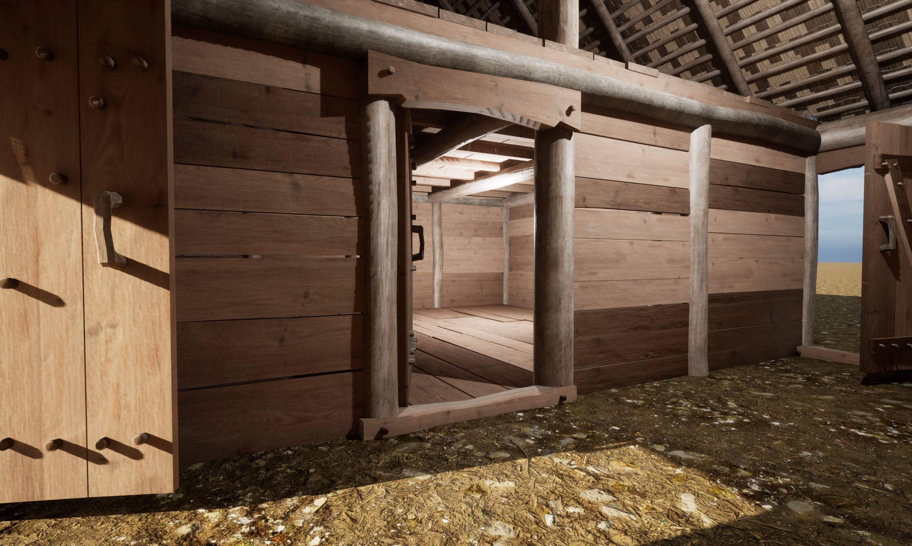 Enterable medieval byre-dwelling Low-poly 3D model_35