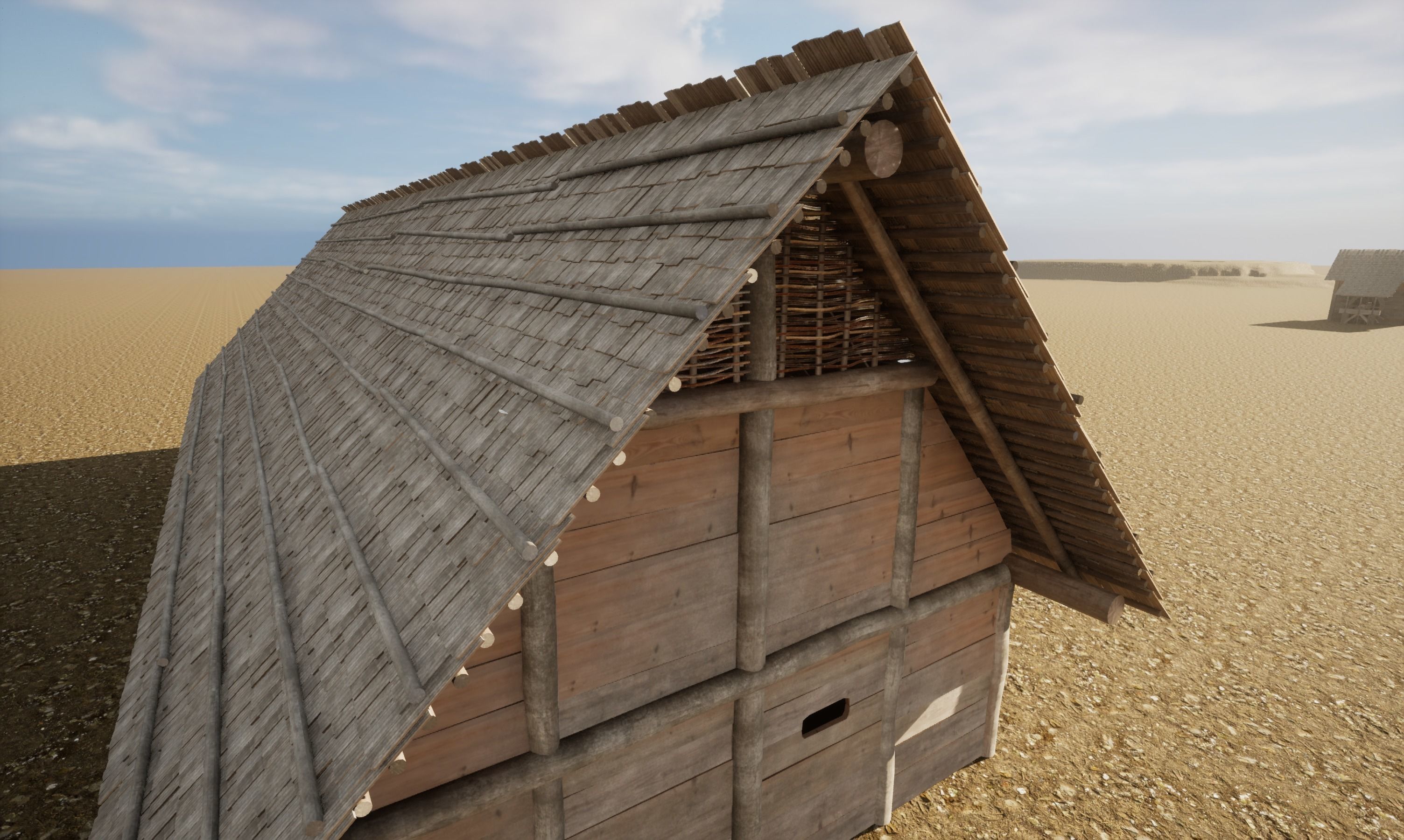 Enterable medieval byre-dwelling Low-poly 3D model_30