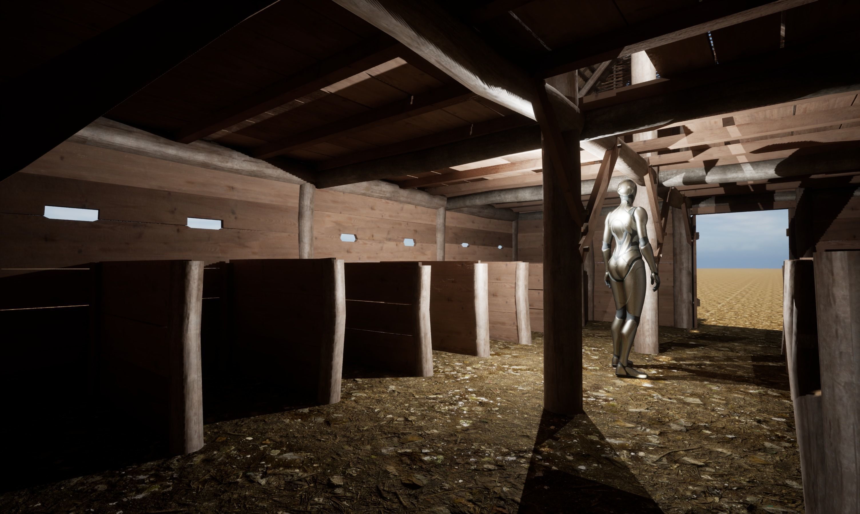 Enterable medieval byre-dwelling Low-poly 3D model_40