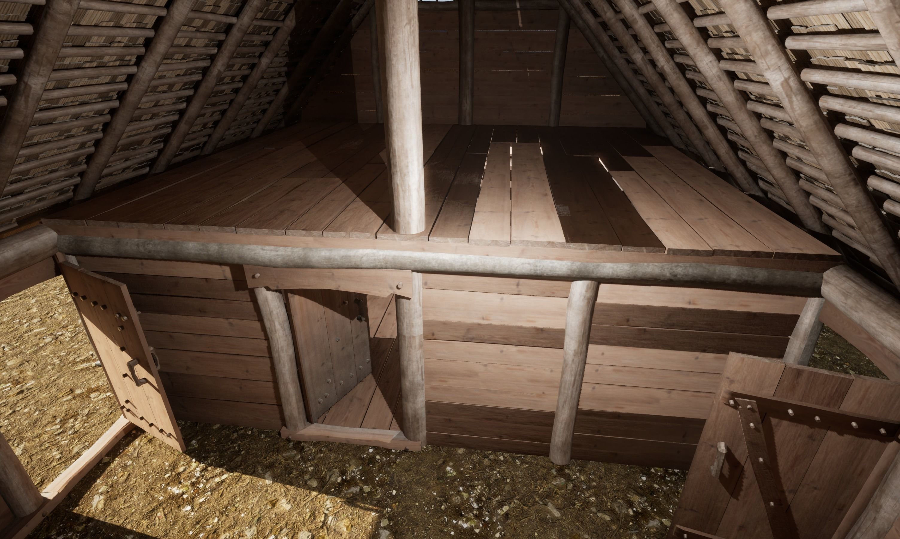 Enterable medieval byre-dwelling Low-poly 3D model_37