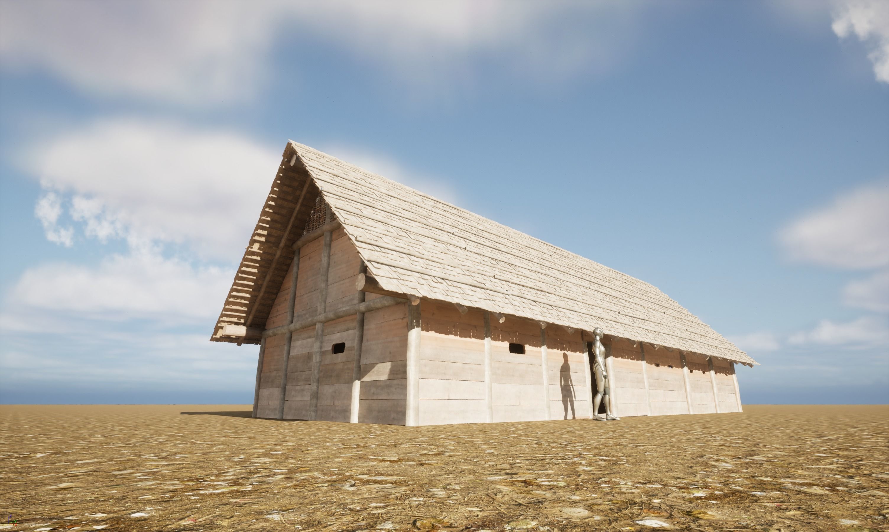 Enterable medieval byre-dwelling Low-poly 3D model_23