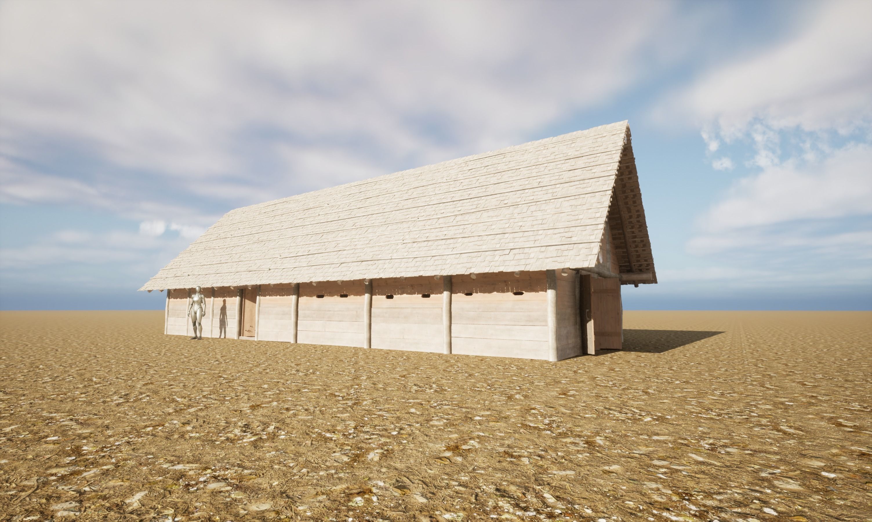 Enterable medieval byre-dwelling Low-poly 3D model_25
