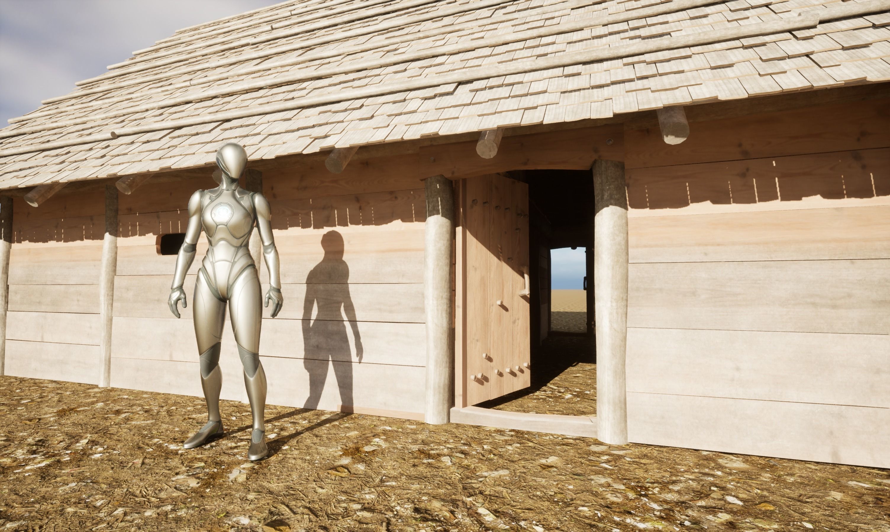 Enterable medieval byre-dwelling Low-poly 3D model_32