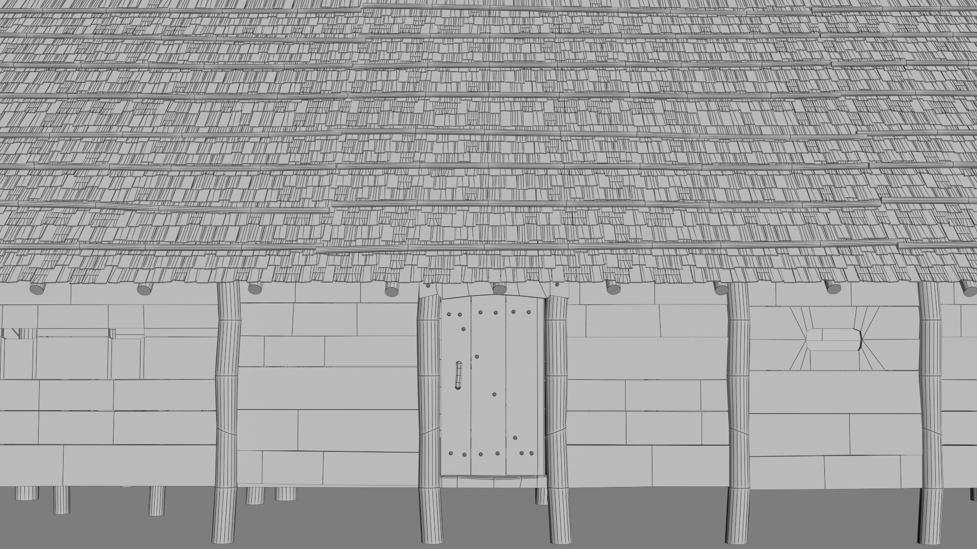 Enterable medieval byre-dwelling Low-poly 3D model_50