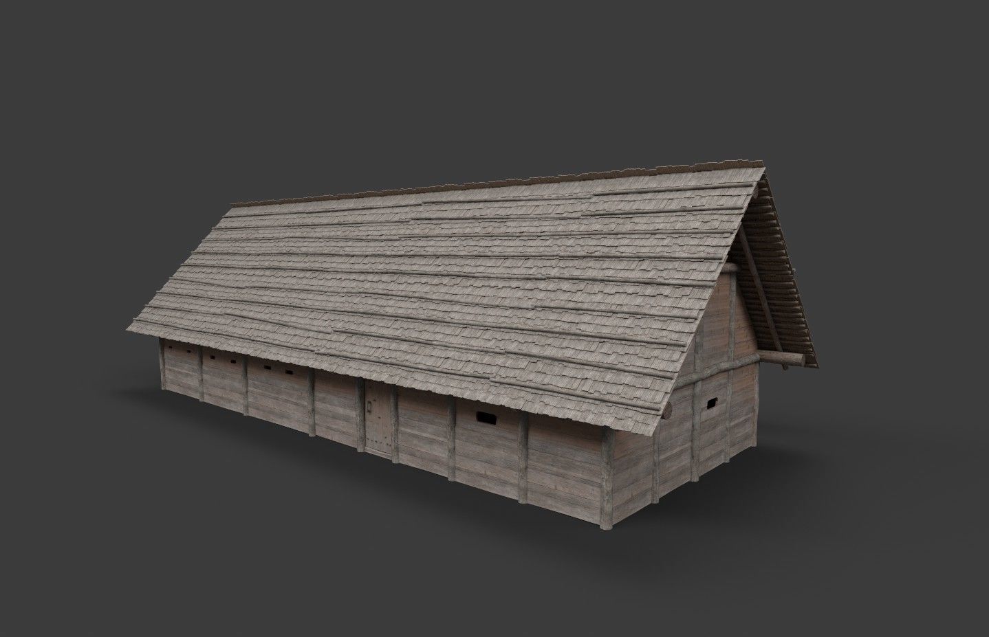 Enterable medieval byre-dwelling Low-poly 3D model_13
