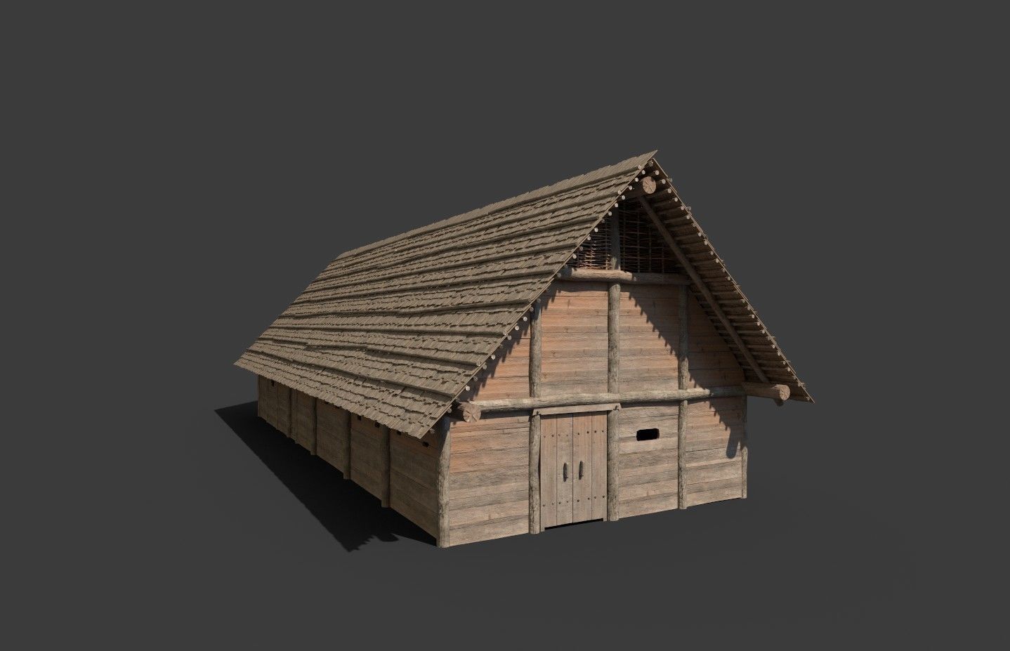 Enterable medieval byre-dwelling Low-poly 3D model_11