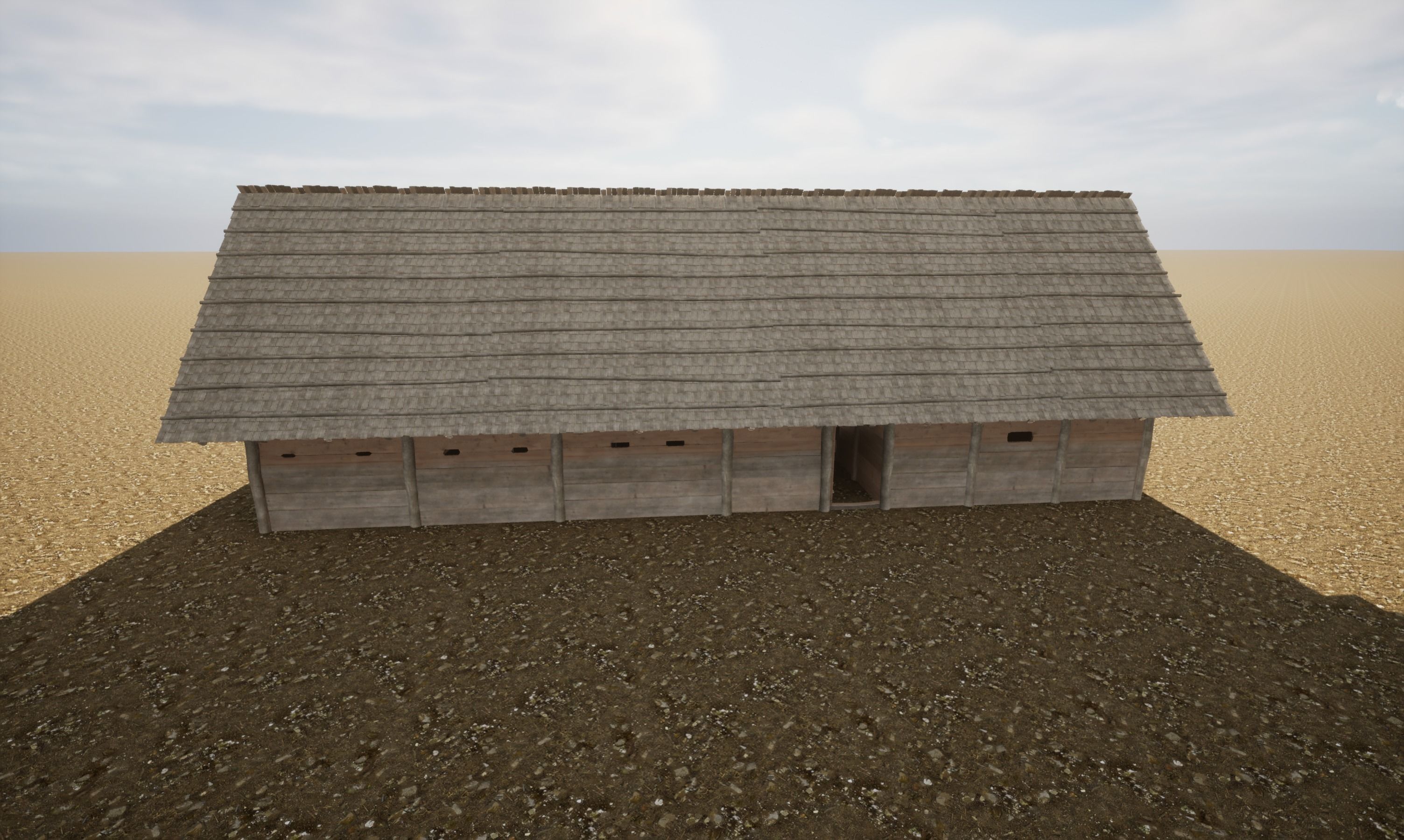 Enterable medieval byre-dwelling Low-poly 3D model_29