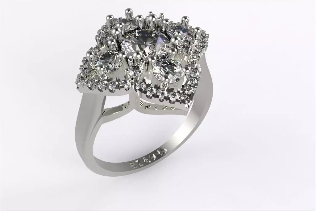 RING WITH GEMS STONES RING EZA 004 3D print model