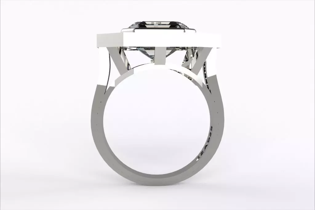 RING WITH BAGEUTTE DIAMOND STONES EZA 0012 3D print model
