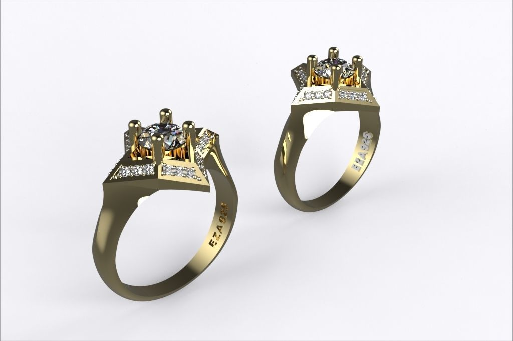  Ring WITH STONES EZ 009 3D print model_7