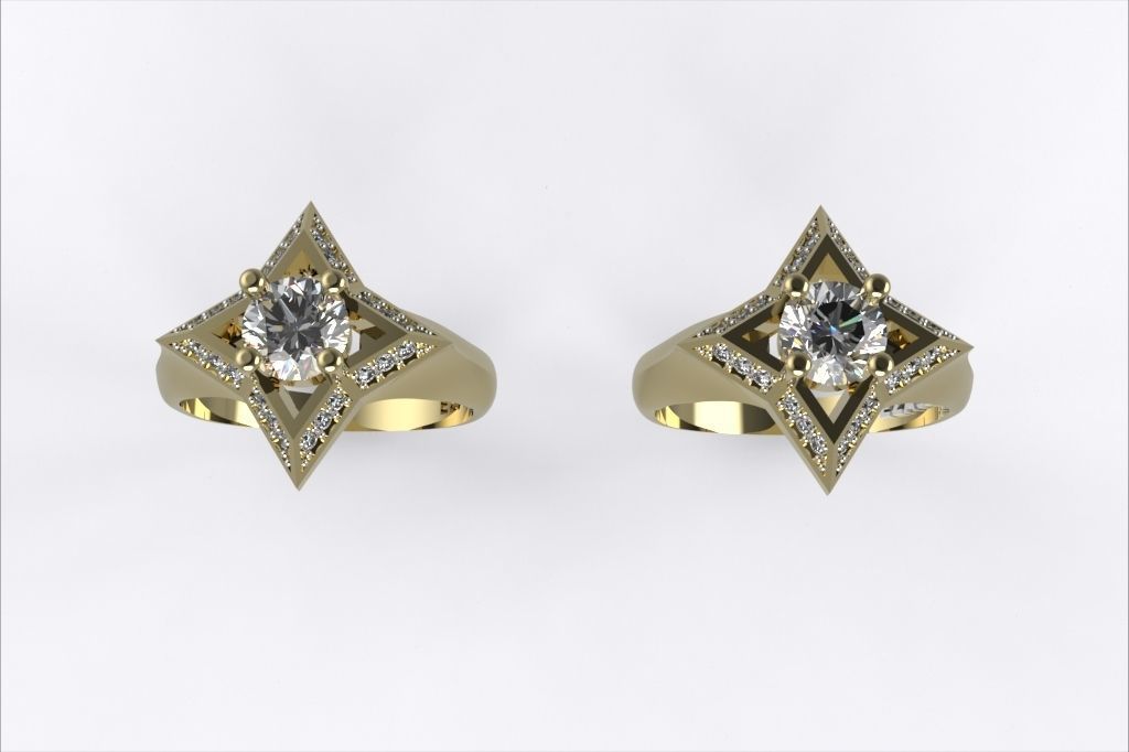  Ring WITH STONES EZ 009 3D print model_4