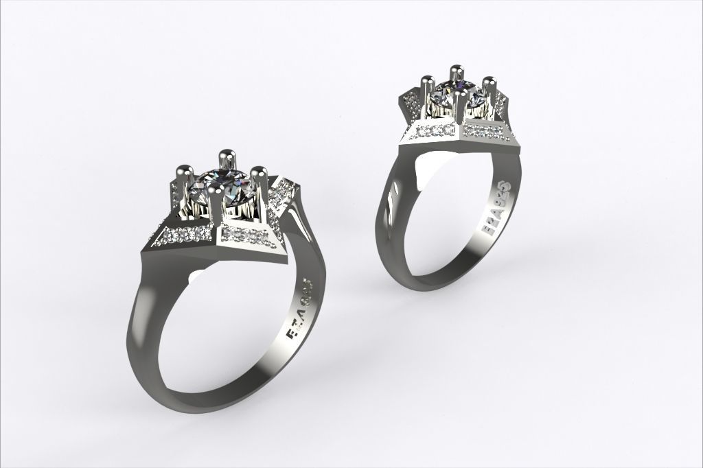  Ring WITH STONES EZ 009 3D print model_8