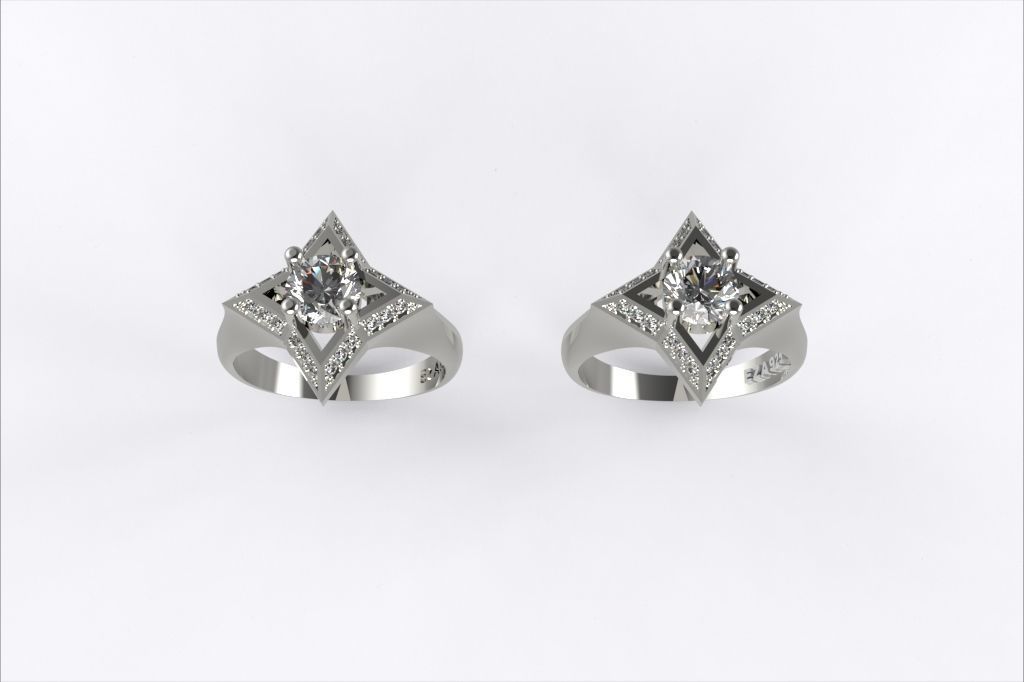  Ring WITH STONES EZ 009 3D print model_1