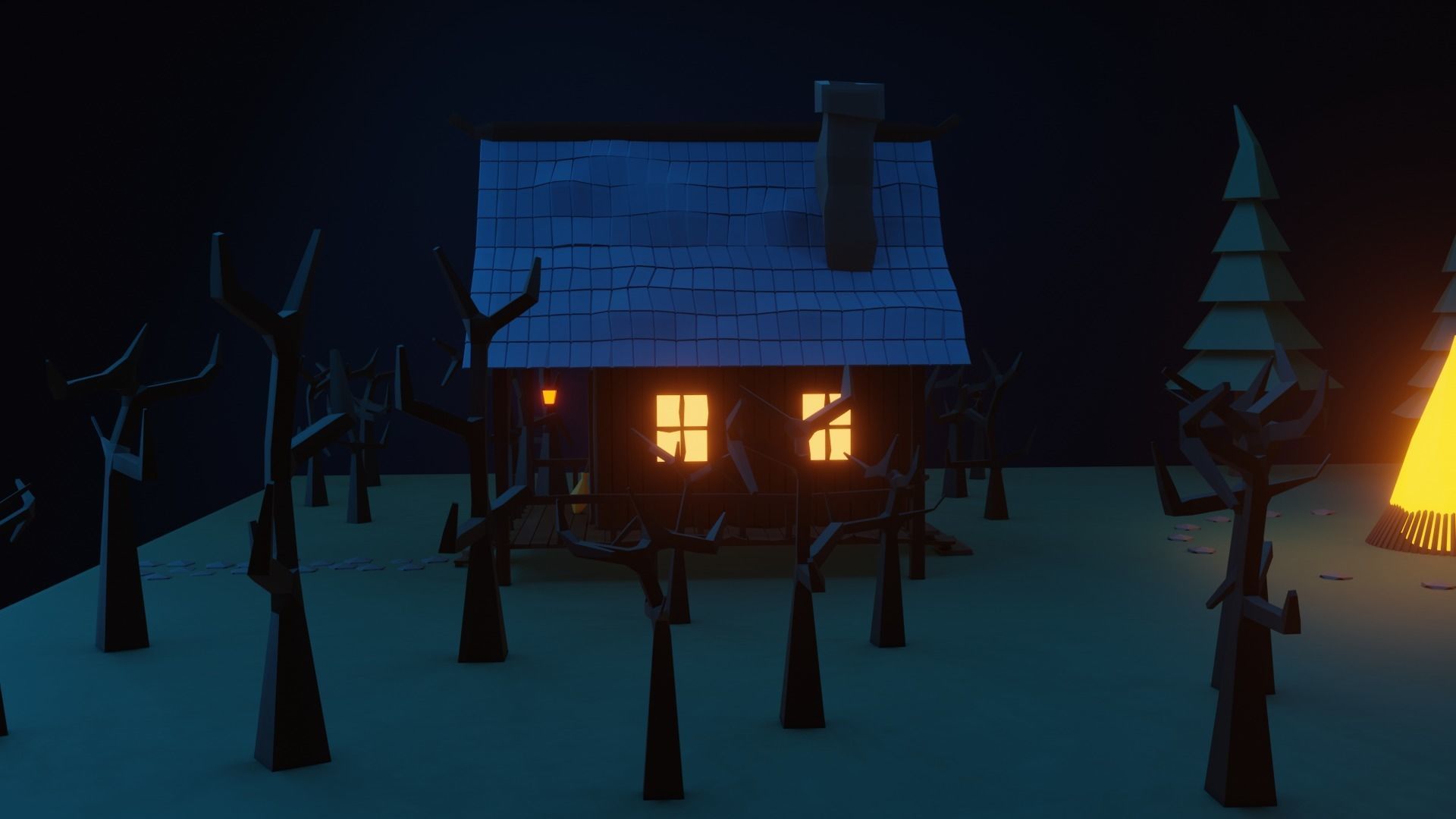Low Poly Witch Cabin Low-poly 3D model_4