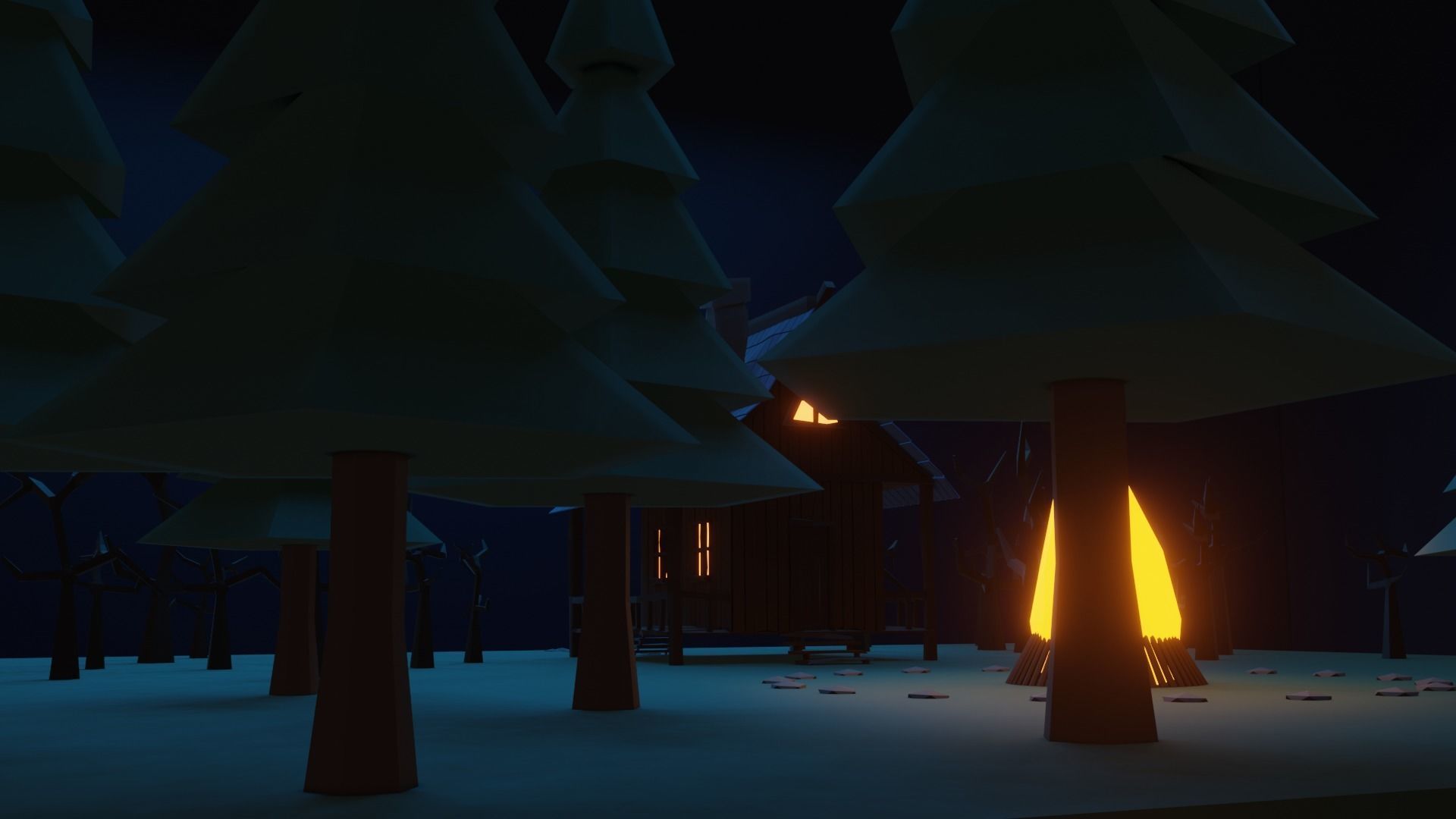 Low Poly Witch Cabin Low-poly 3D model_2
