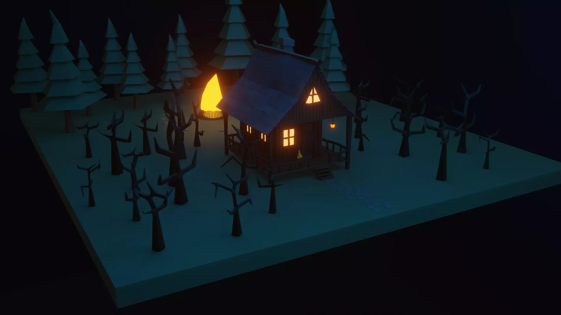 Low Poly Witch Cabin Low-poly 3D model_0