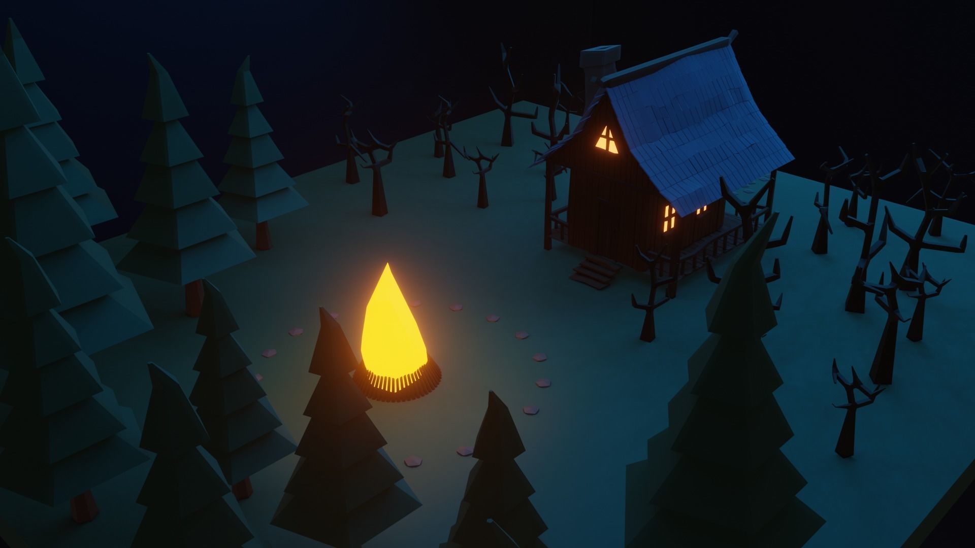 Low Poly Witch Cabin Low-poly 3D model_3
