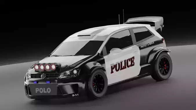 PBR Police Volkswagen Polo WRC Custom Livery 3d Model Low-poly 3D model