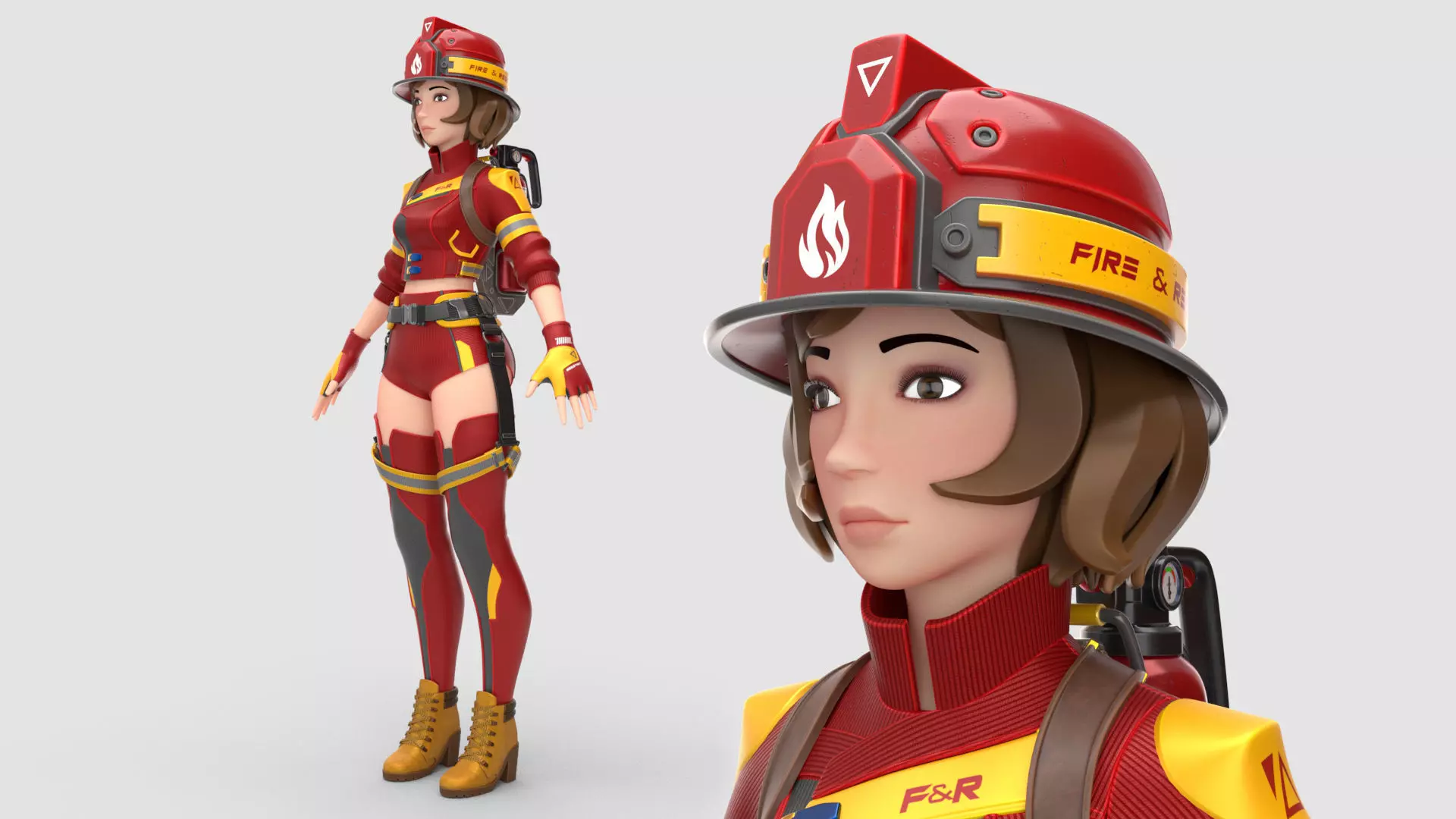 Firefighter Amelia 3D model_0