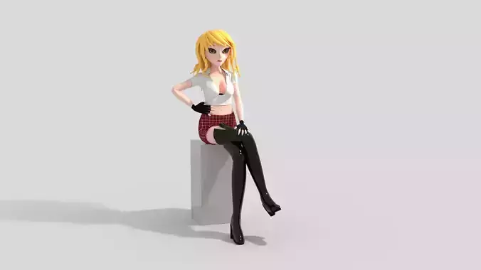 Beautiful Blonde Woman Female Model in Clothes 3D model