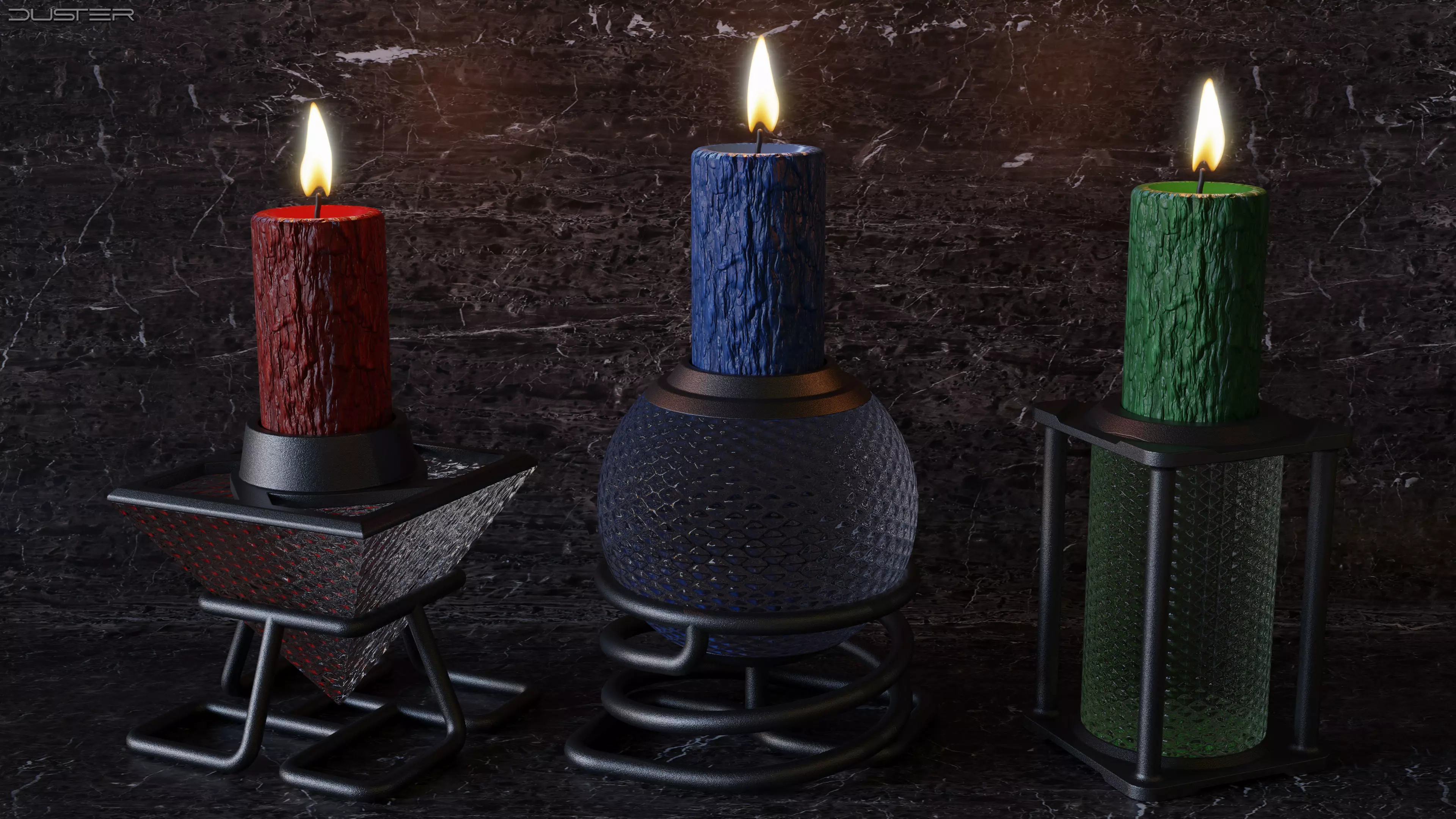 Candles and Candle Holders Low-poly 3D model