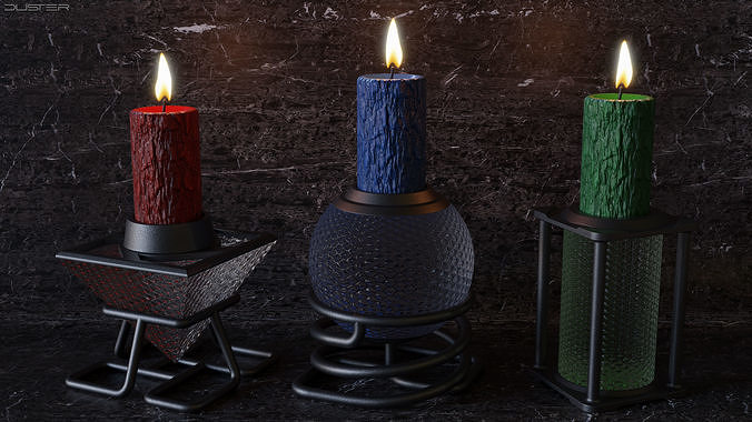 Candles and Candle Holders Low-poly 3D model