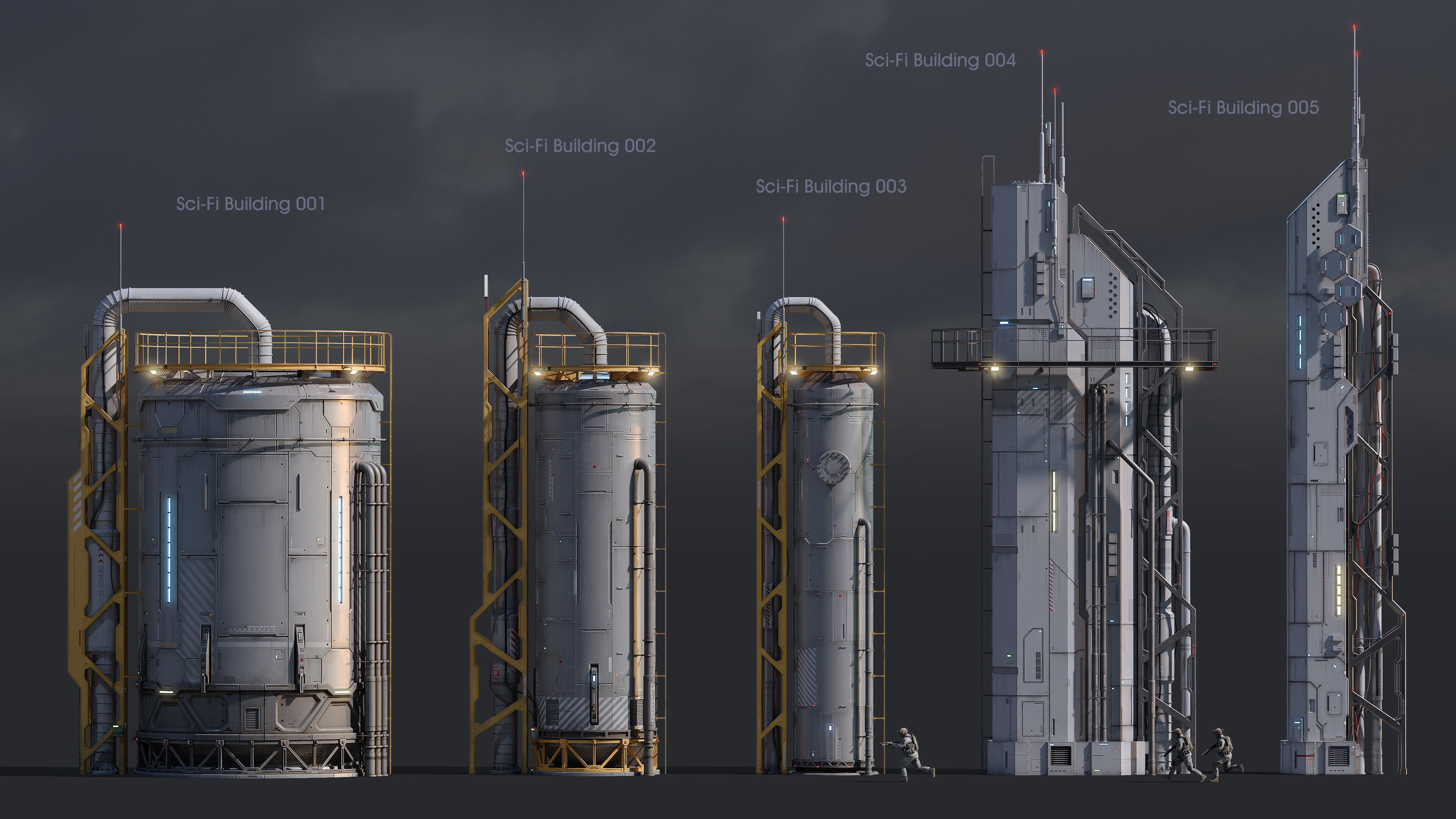 Sci-Fi Building 005 Industry-PBR Low-poly 3D model_3