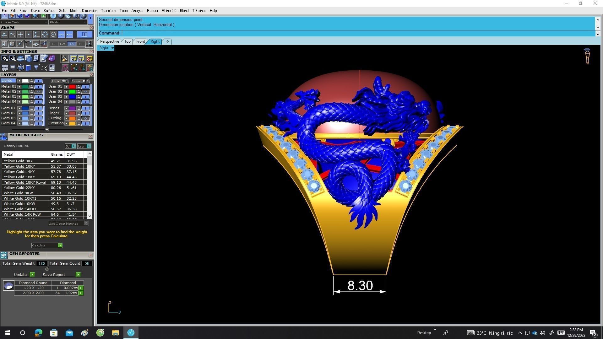 A7246 Oval Ruby Dragon Phoenix Men Ring 3D print model_7