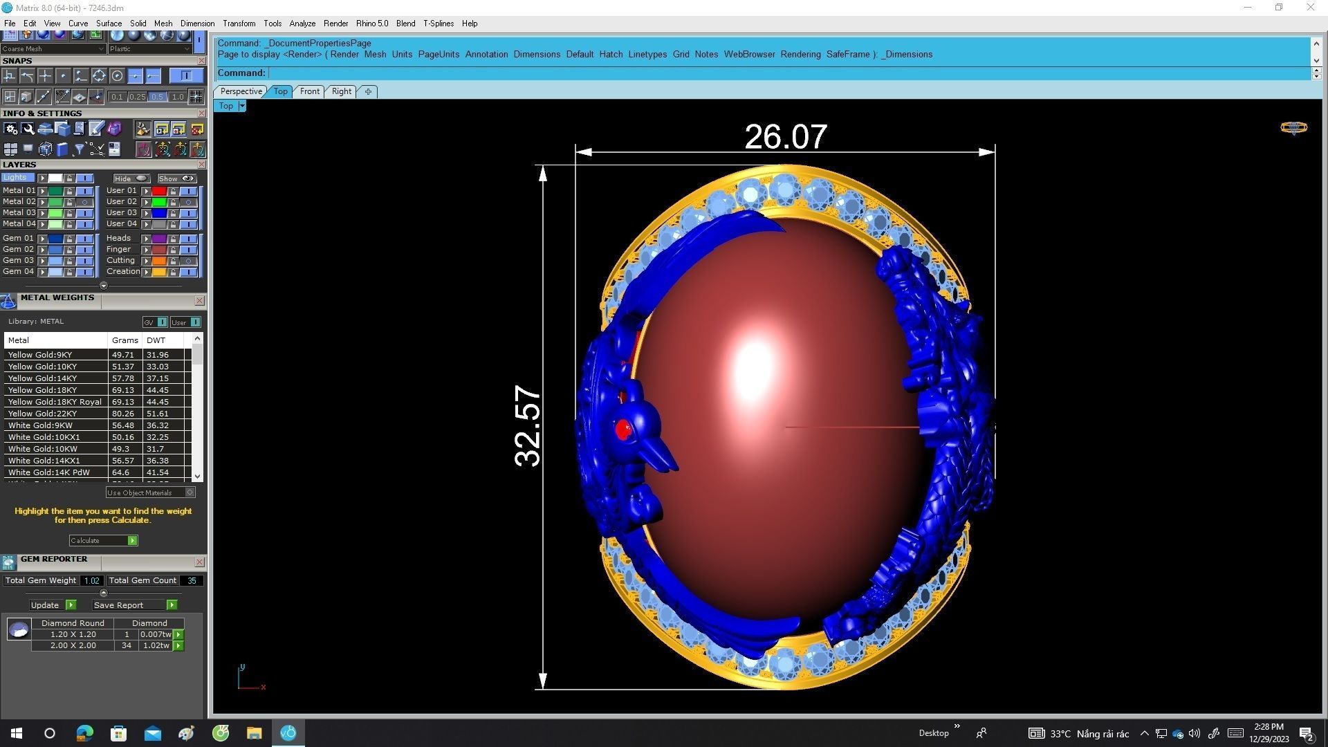 A7246 Oval Ruby Dragon Phoenix Men Ring 3D print model_5