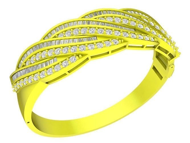 7420 diamond baguette vietnamese fashion women bangle bracelets 3D
